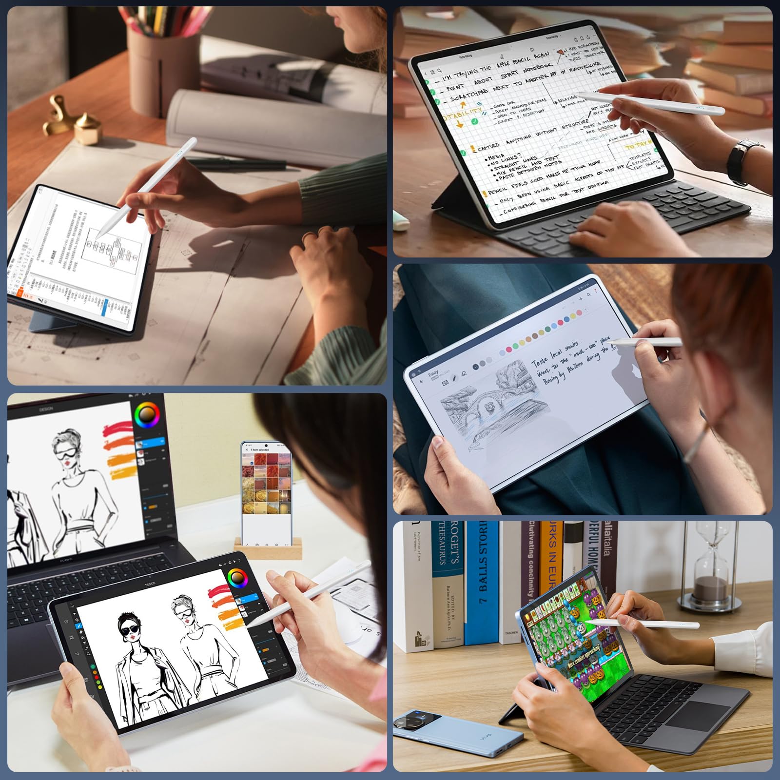Penna Stylus per iPad 2018-2025 con Ricarica Rapida, Palm Rejection, Attacco Magnetico, Compatibile iPad Pro/Air/Mini/iPad