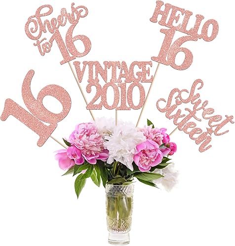 Miniatura 76 de 15 piezas de centro de mesa de feliz cumpleaños 13 palos oficiales para adolescentes vintage 2012 Hello 13 centros de mesa de flores palos saludos a