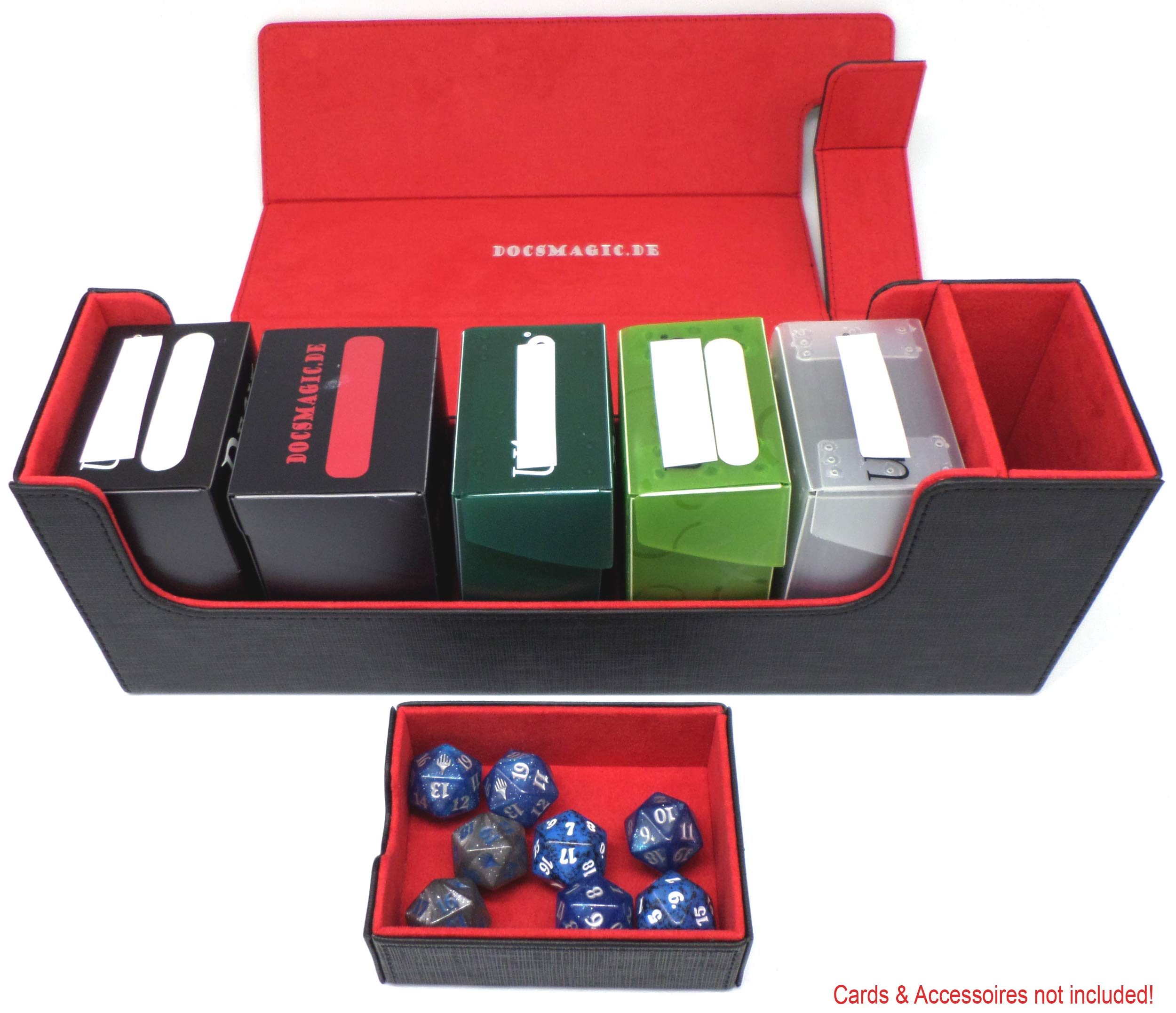 docsmagic.de Premium Magnetic Tray Long Box Black/Red Medium - Card Deck Storage - Caja de Almacenaje Negra/Roja — view 5