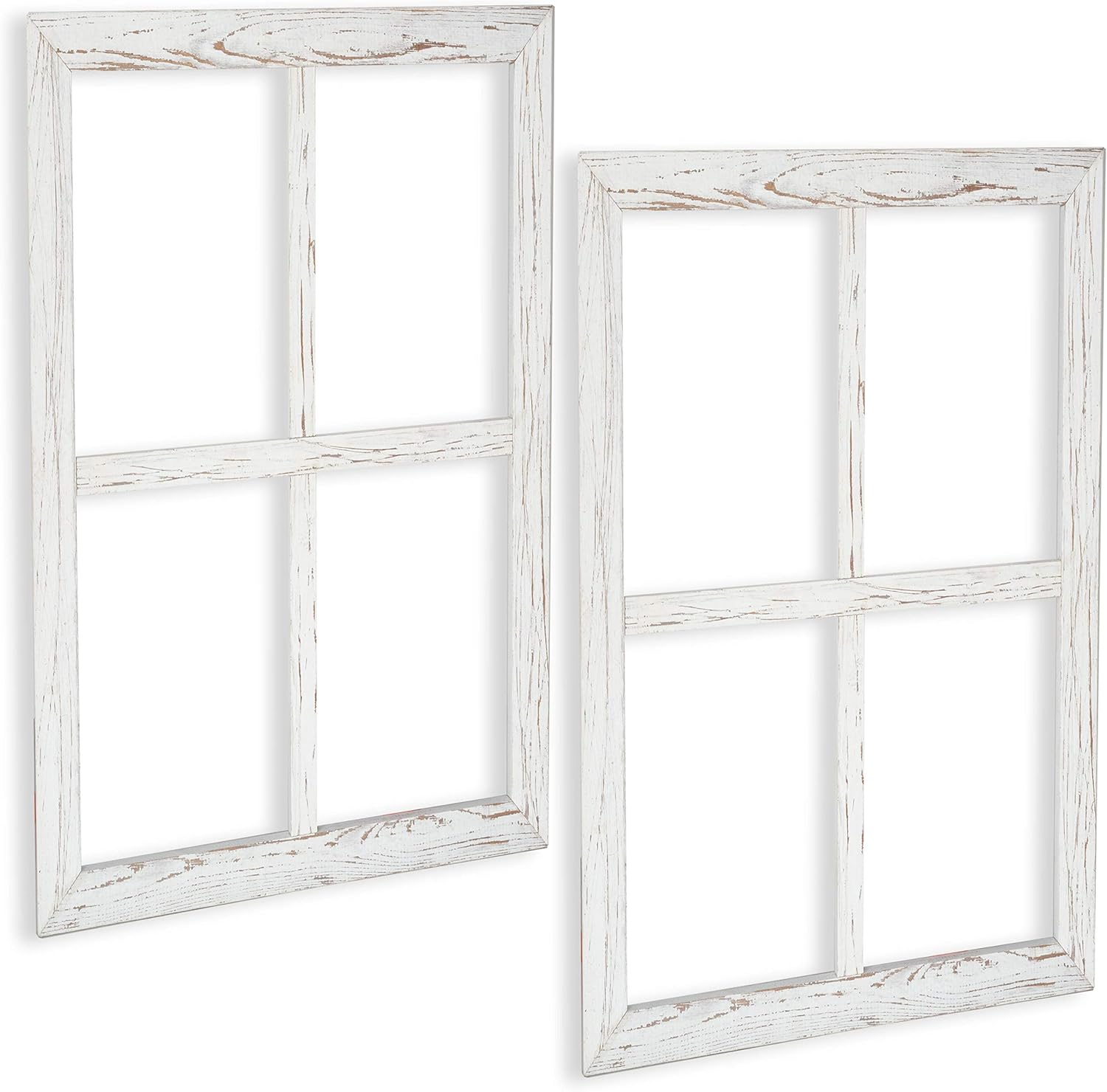 Window Frame Wall Decor 2 Pack Large 18x22 Inch Rustic White Wood