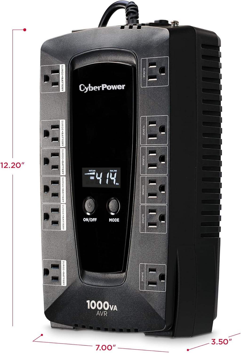CyberPower LE1000DG Line-Interactive UPS Battery Backup and Surge Protector, 1000VA/600W, AVR, 10 Outlets, LCD Display, UL Certified