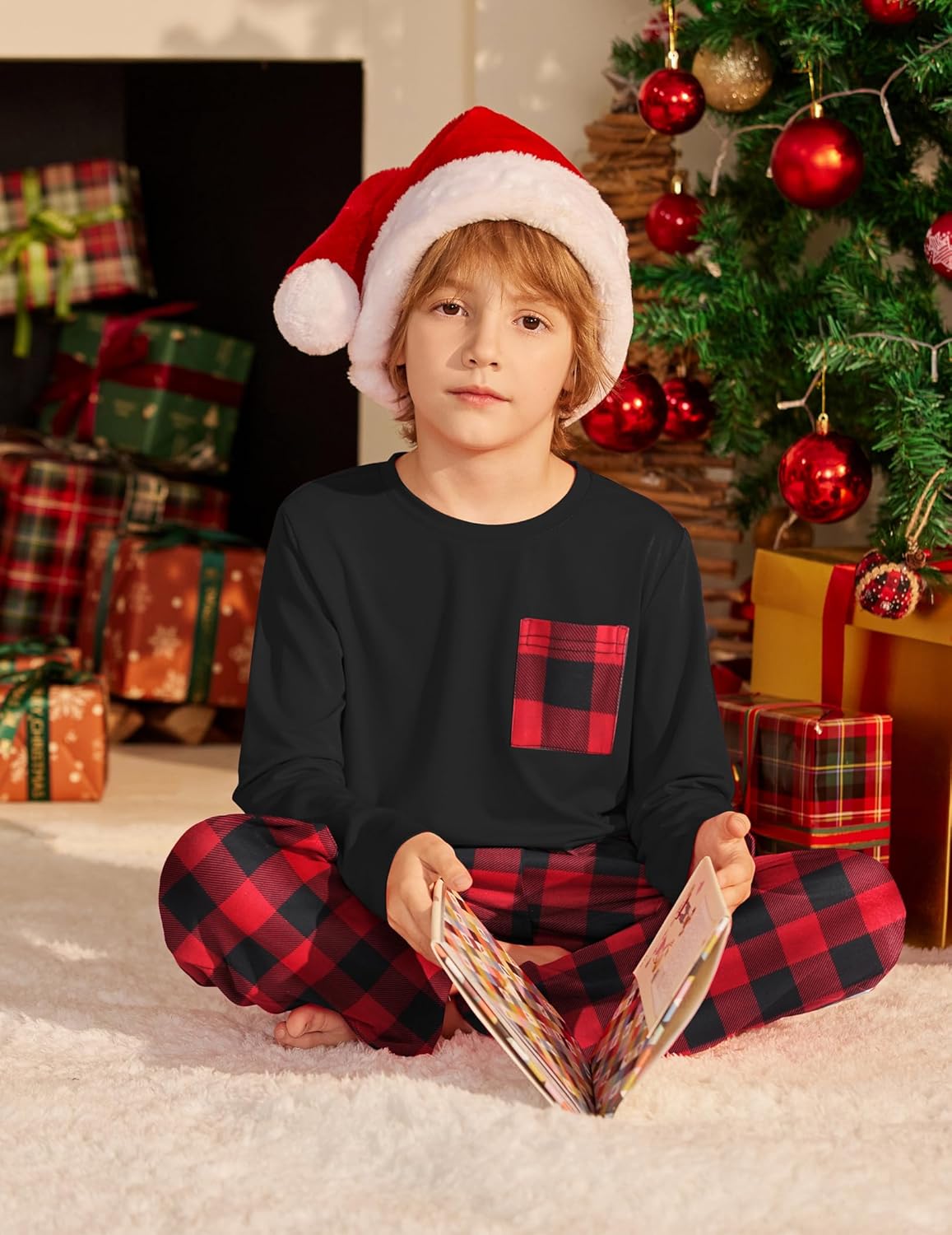 Arshiner Boys Loose-fit Pajamas Long Sleeve Top and Pants 2 Piece Pajama Set for Big Boys 5-13 Years - Image 5