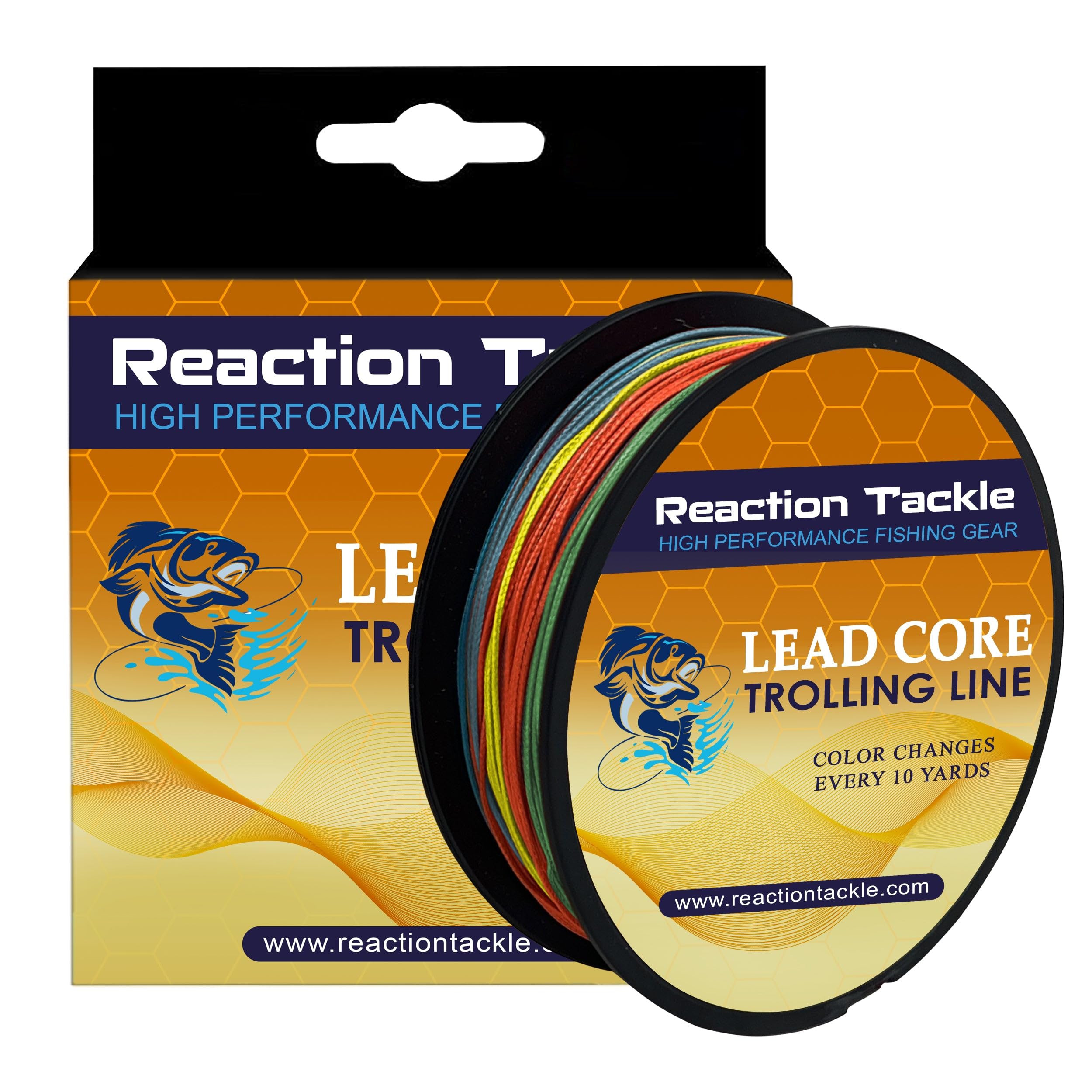 Reaction Tackle Lead Core, Metered Trolling Braided Line Multi-Color - 12LB / 100yds