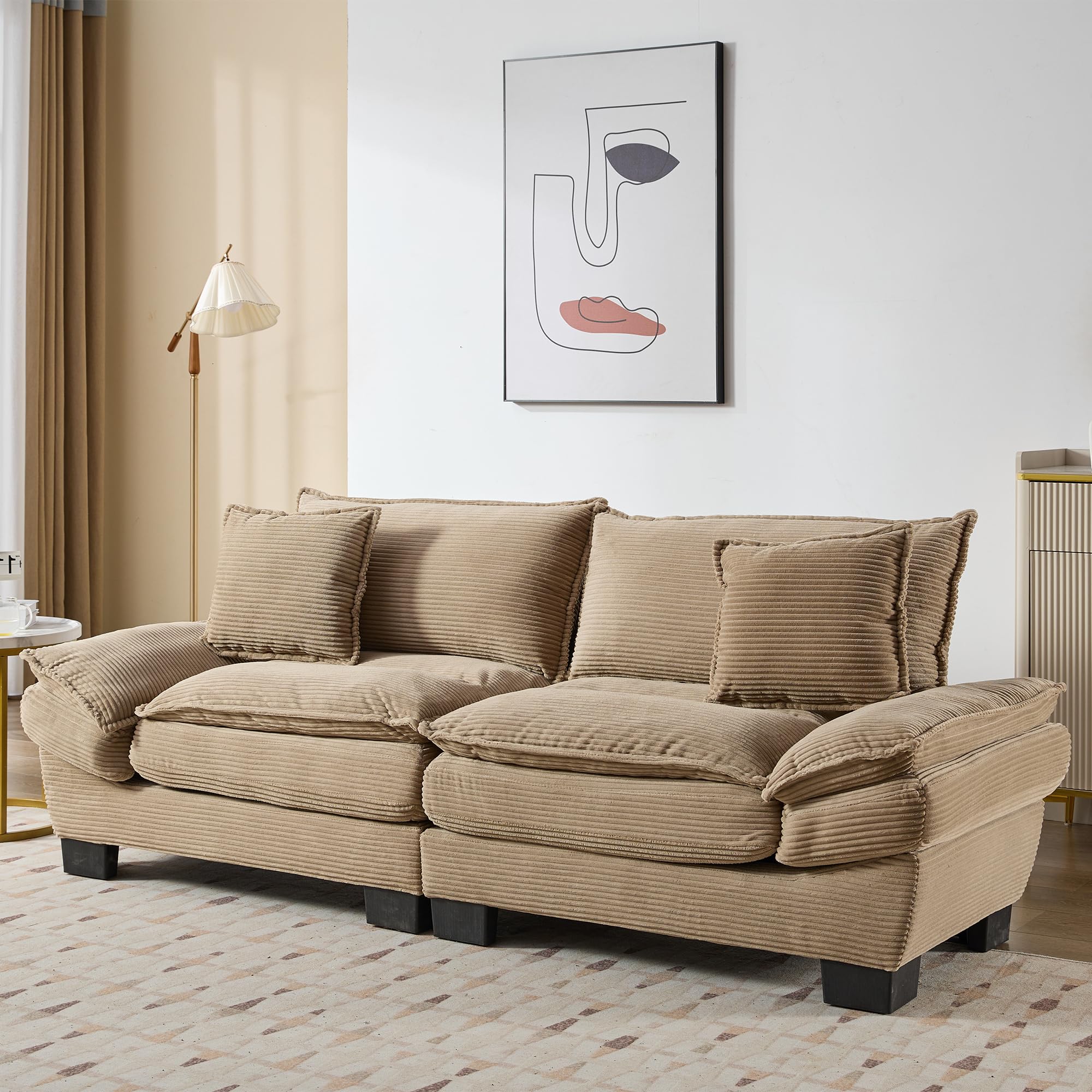 Versatile Corduroy Sleeper Sofa with Pillows, Ideal for Dorms