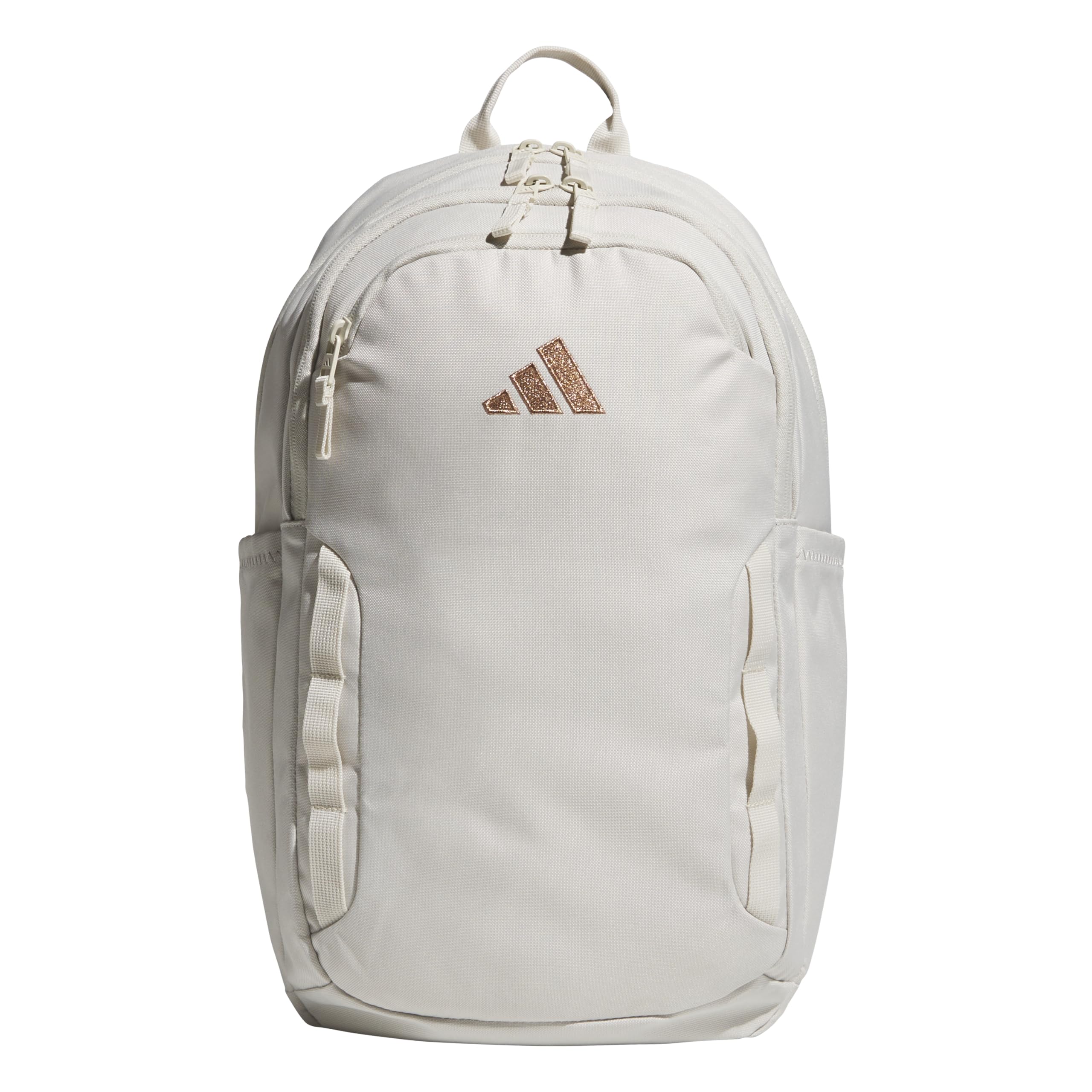 adidas Amplifier School Backpack 27L | Optional Bungee, Padded 16-In. Laptop Sleeve, Holds Books + Laptop, Carries Comfortably, School Gym & Travel Ready One Size Alumina Beige/Rose Gold/Regular