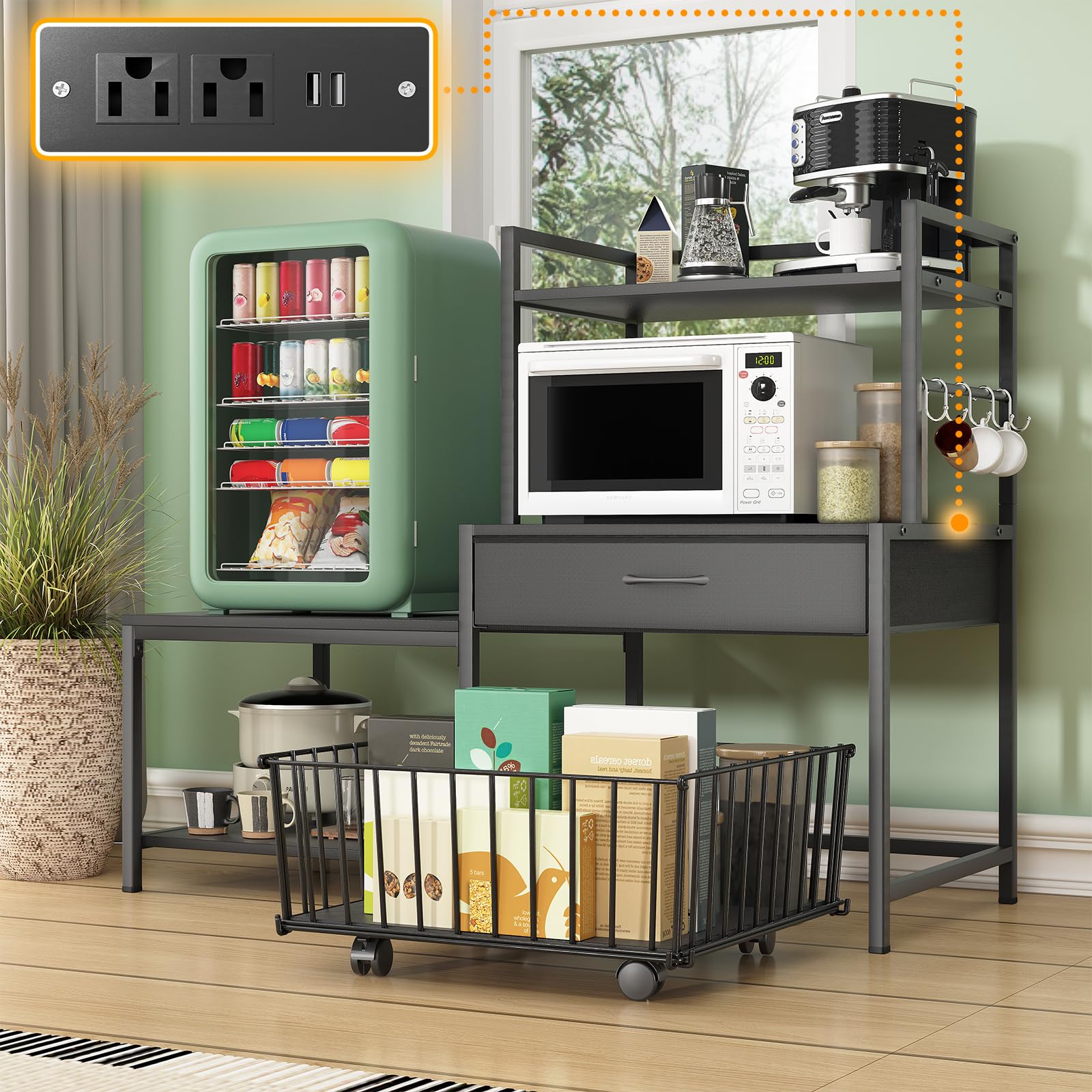 Amazon.com: kepptory Mini Fridge Stand with Storage, Kitchen