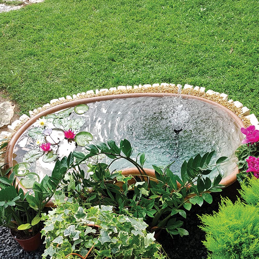 Kit Completo Laghetto da Giardino Modello Polinesia in vetroresina, Misura Vasca 140 cm x 80 cm + Filtro Interno con Giochi d'Acqua Stagno Artificiale capacità 200Lt Pompa Inclusa