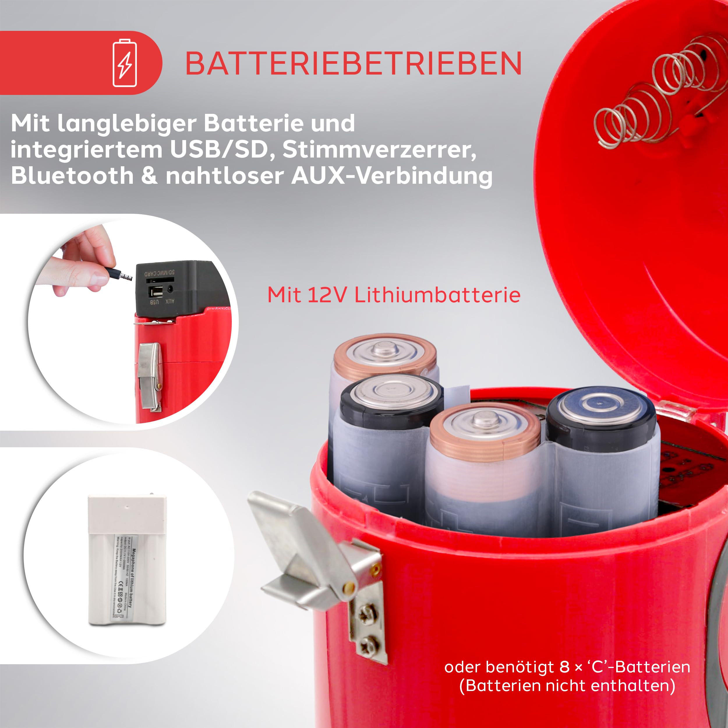 Pyle Megafon mit Sirene und Stimmenverzerrer – Bluetooth Mini-Megaphone mit Mikrofon und AUX, Lautsprecher für Kinder, Veranstaltungen und Outdoor