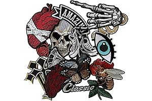 Dark Embroidered Applique Iron On Patches for Backpacks and Jackets, Sew Patch for DIY Accessories