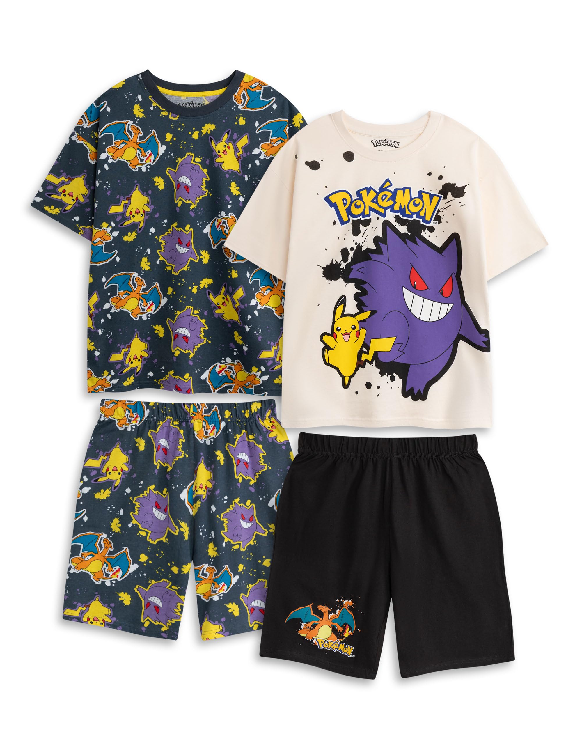 Pokémon Pyjama Homme Humoristique, Ensembles De Pyjama Homme, Pyjama Homme Court Été, Vêtements De Nuit Homme Détente Tailles M-3XL, Cadeau Fête Des Pères Original Pikachu (XL, Noir