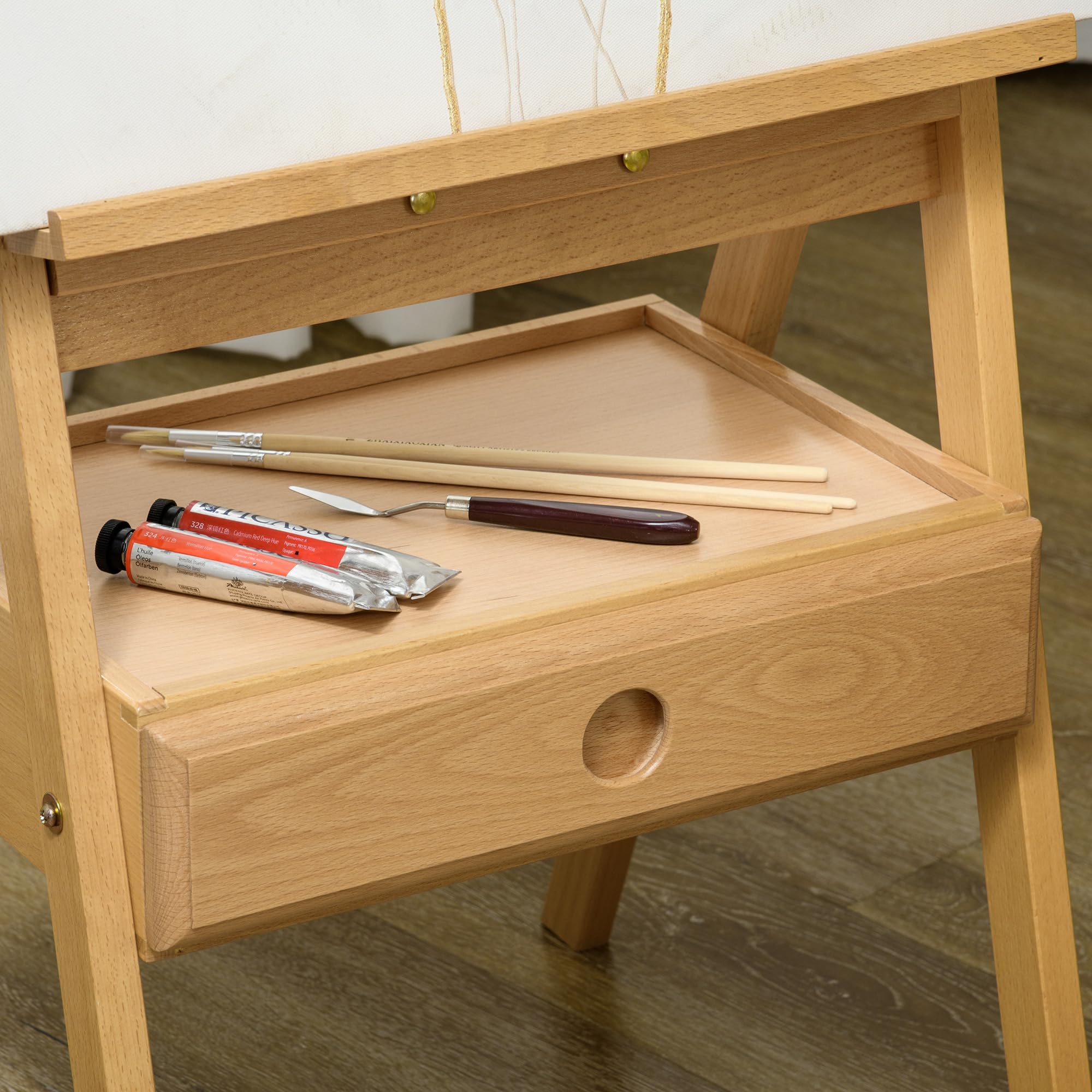 Vinsetto Chevalet en bois sur pied Chevalet d'Artiste Tiroir 92 cm Naturel