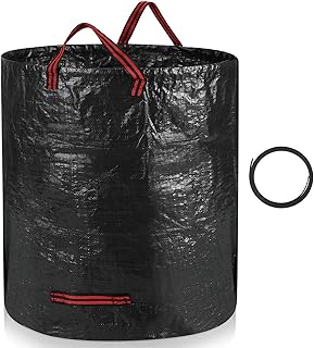 Abbylike 1 bolsa de hojas de jardín de 72 galones, reutilizable, color negro, bolsa de basura para césped y hojas, bolsas plegables con asas reforzadas, bolsa de jardín para césped, piscina,