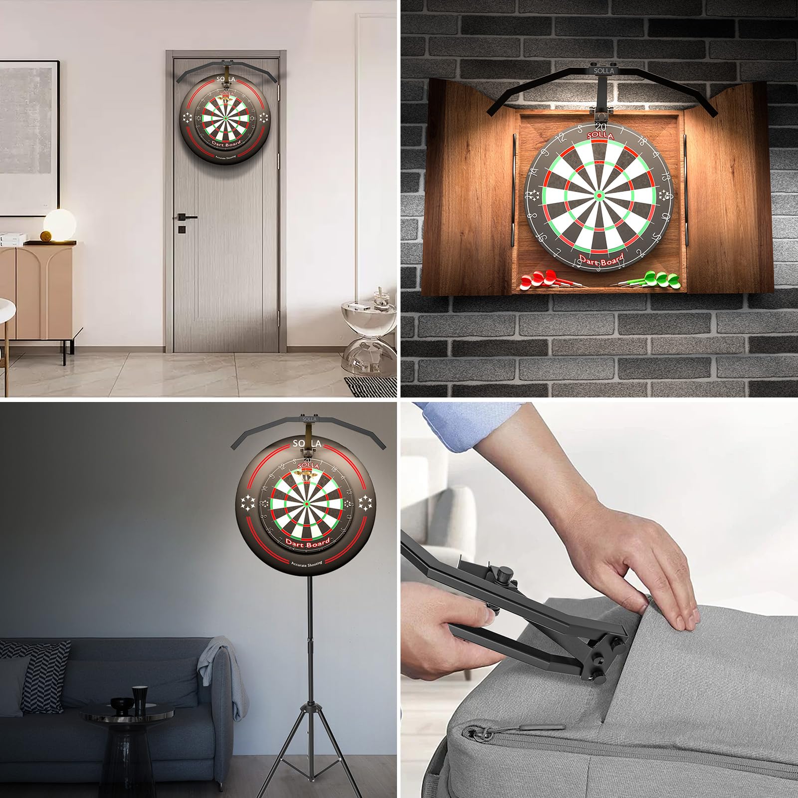 SOLLA Luce per bersaglio pieghevole a LED, TOR135, sistema di illuminazione portatile per tutte le freccette, angolo di irradiazione regolabile e luminosità, accessori professionali per freccette