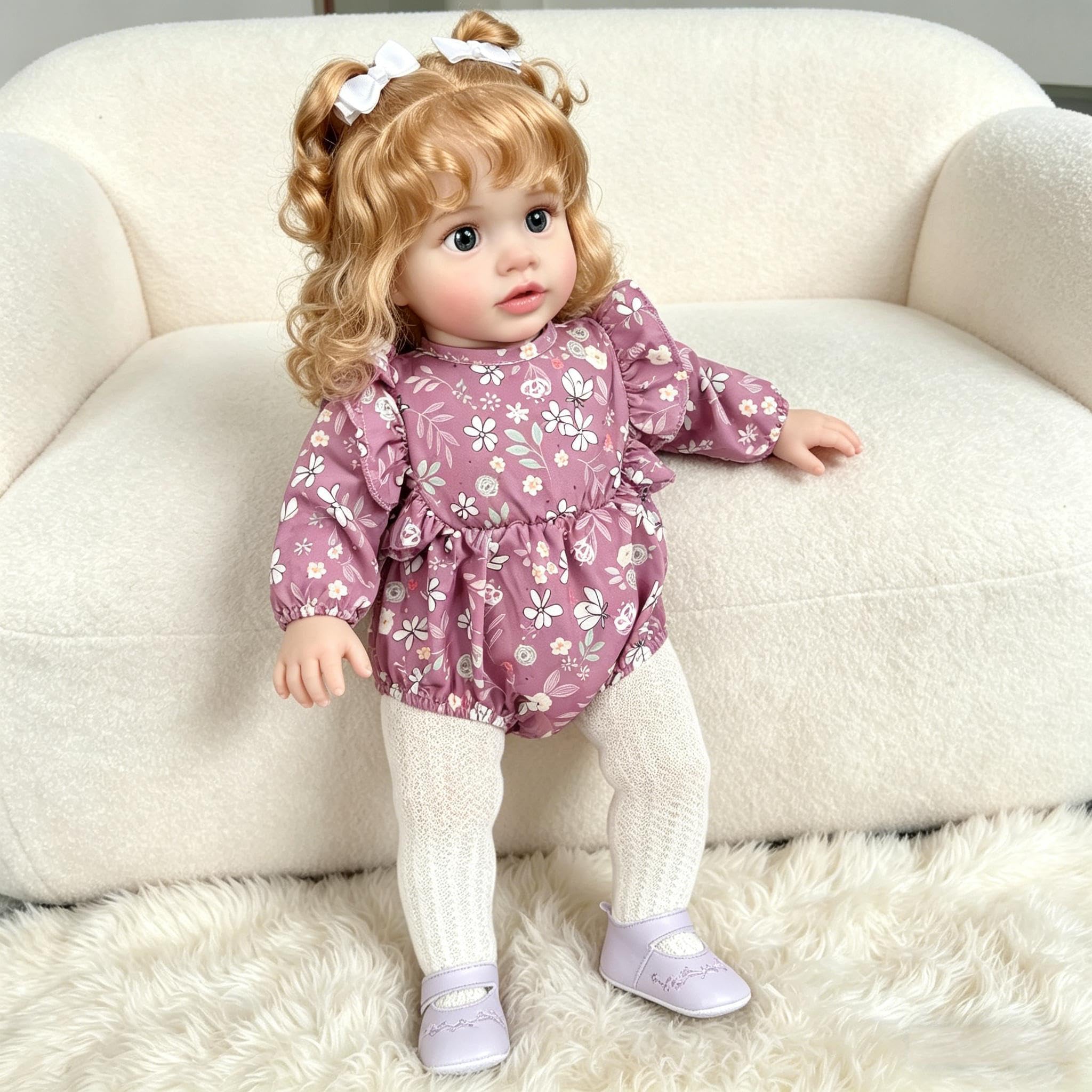 RXDOLL Bambole realistiche da 66 cm, motivo: Pippa, di grandi dimensioni, in morbido tessuto vinilico, per bambini dai 3 anni in su