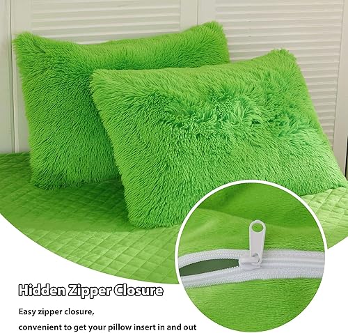 Miniatura 5 de LIFEREVO Paquete de 2 fundas de almohada de pelo sintético lanudo de 20 x 26 pulgadas, fundas de almohada decorativas esponjosas con cierre de