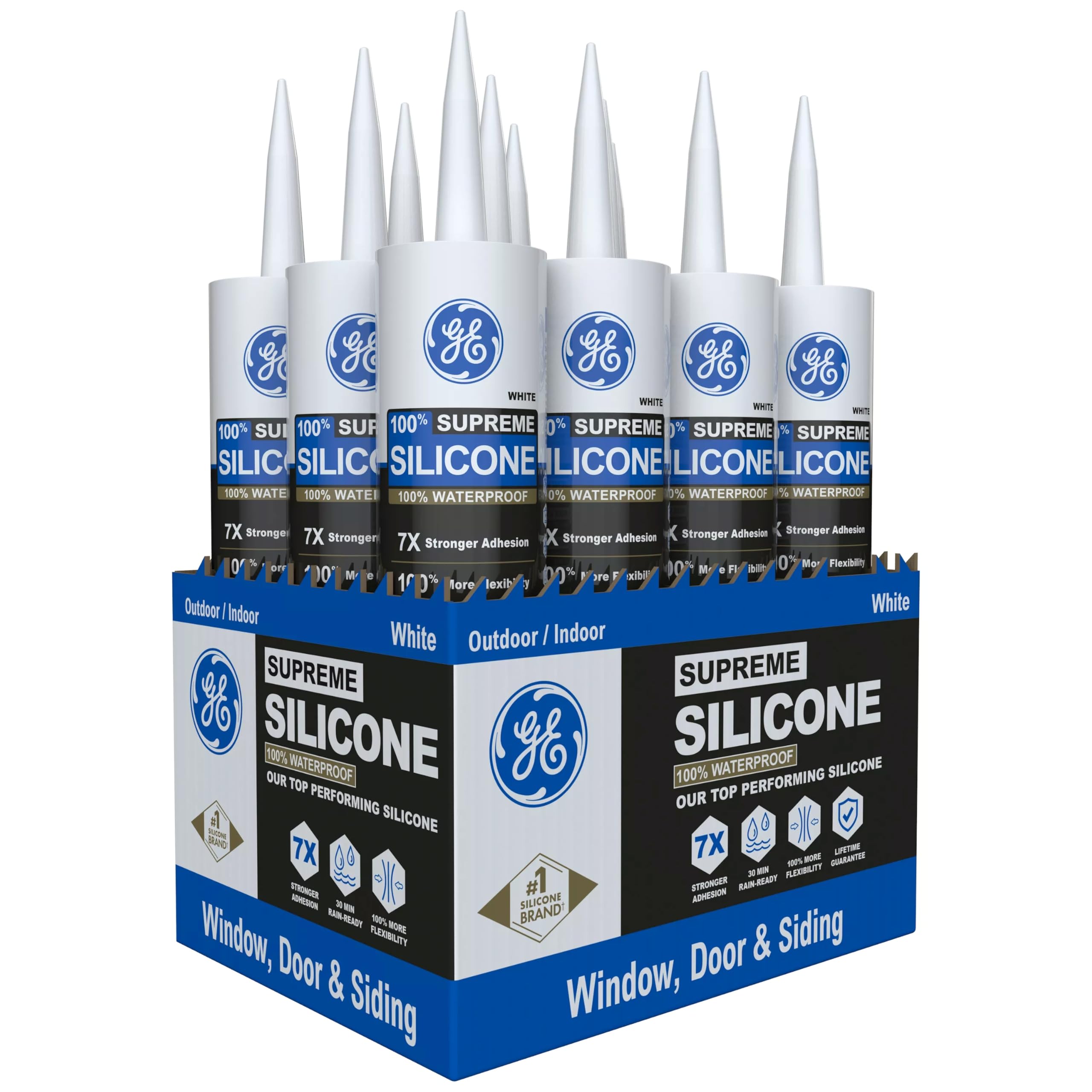 GE All Purpose Silicone Caulk, Clear, 10 fl oz Cartridge, 12 Pack - 100% Waterproof Silicone Sealant, Stronger Adhesion, Freeze & Sun Proof Clear 12 Pack