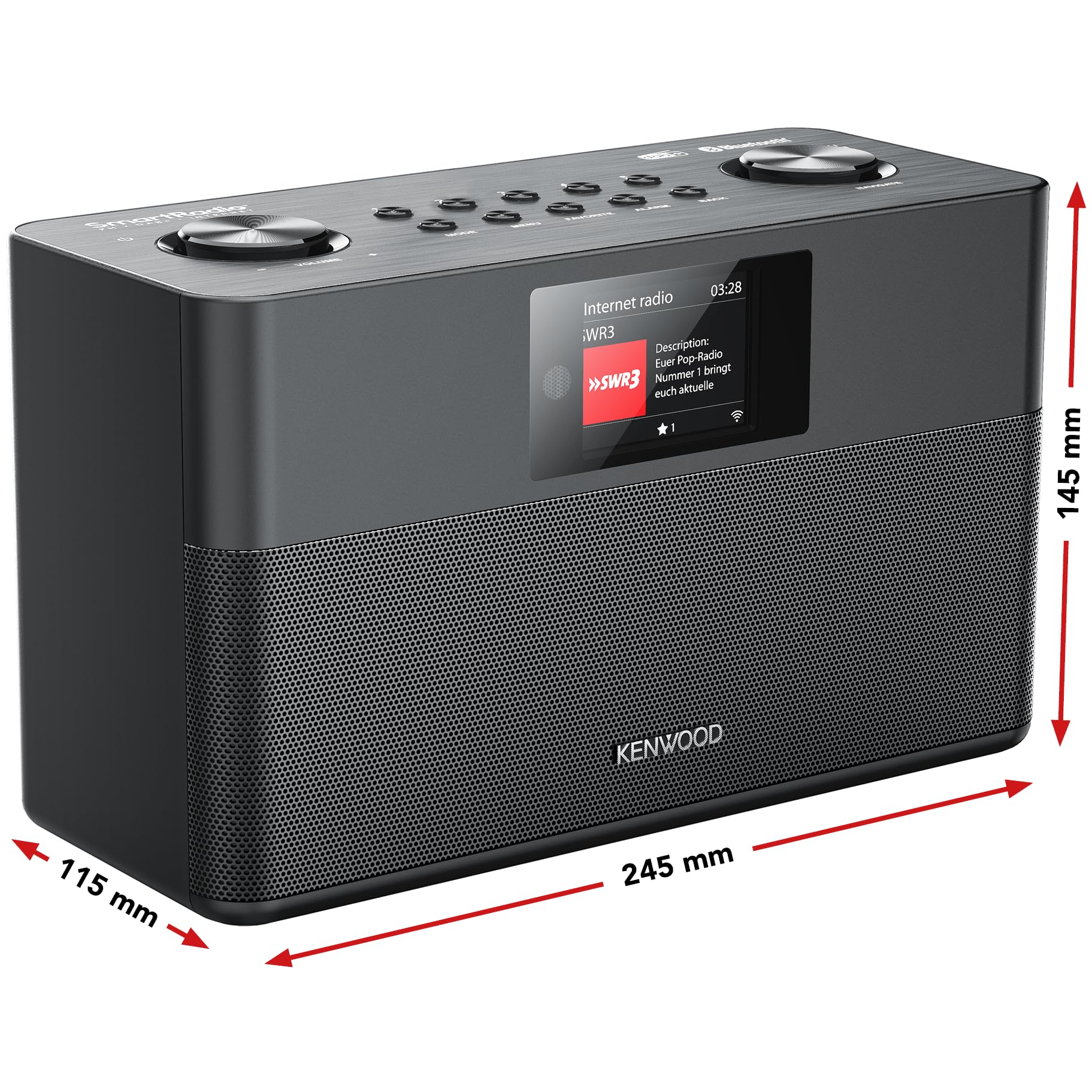 Kenwood CR-ST100S-B Smart-Radio mit Internetradio, WLAN, DAB+, UKW, Bluetooth, 2x10W RMS, Bassreflex Lautsprecher