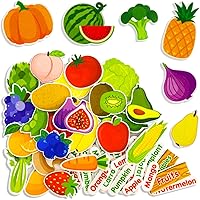 PENGFULL 62-Piece Felt Fruits & Vegetables Flannel Board Set - Preschool Toddler Learning Words & Names