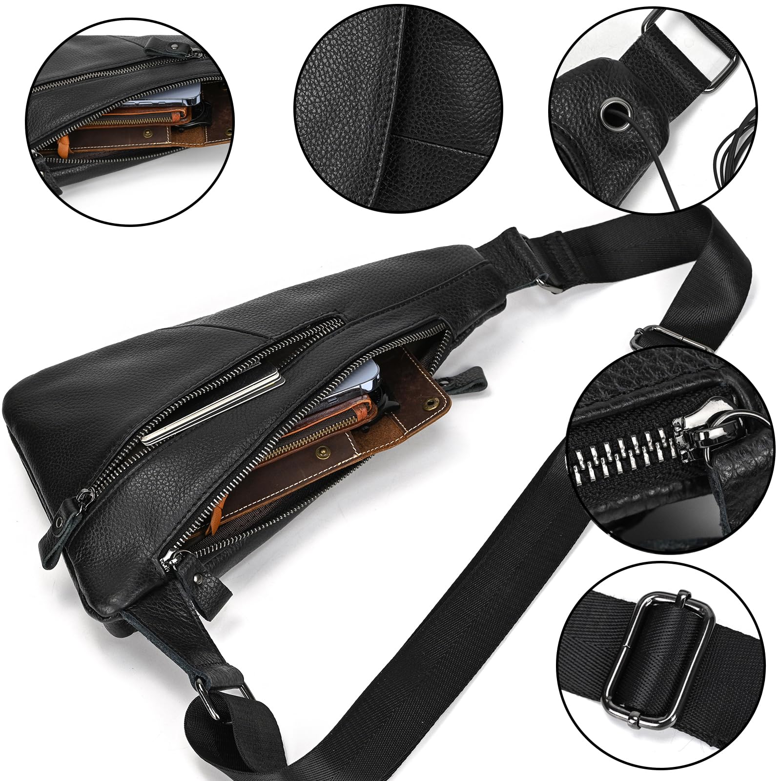 Borsello Uomo Tracolla Pelle Monospalla Antifurto Borsa a Tracolla a Triangolo Sling Bag business crossbody Casual Borsa a Spalla leggera per Viaggi Ciclismo
