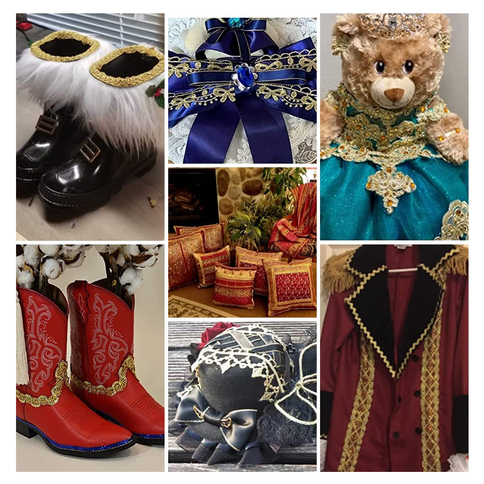 PH PandaHall 25m Métallique Tresse Dentelle Garniture Doré Gimp Tresse Garniture 12 Mm Centipede Dentelle Ruban Rideau Tissu Garniture Rembourrage Garniture Pour Artisanat Costume Housse Vêtements