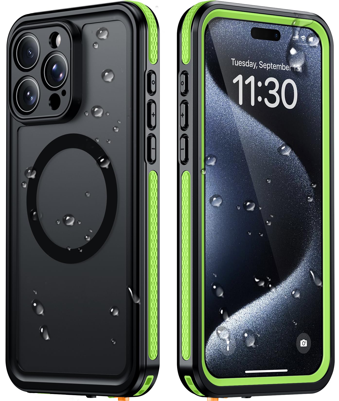 Temdan Designed for iPhone 15 Pro Max Case Waterproof, Green