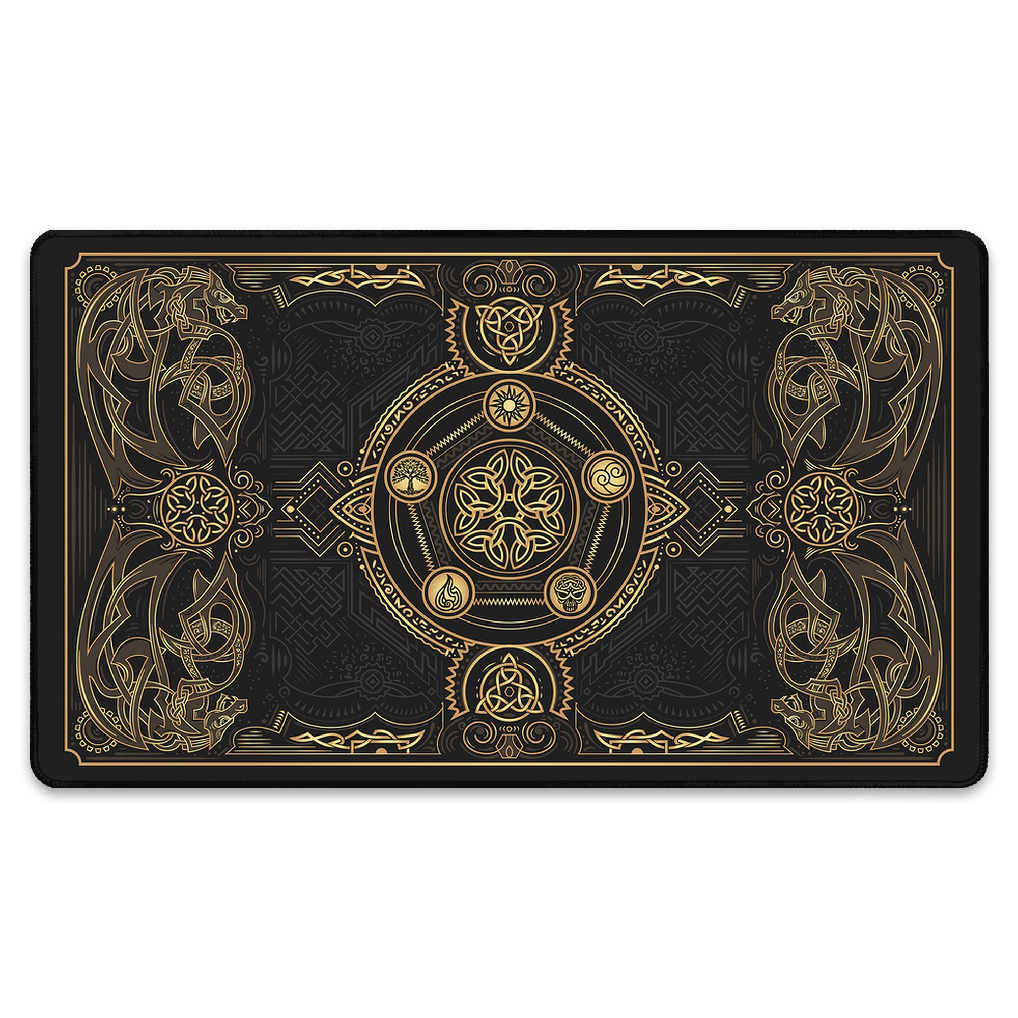 Scourge Dragon Blast (Bordes cosidos) - Alfombra de Juego MTG - Compatible con tapete de Juego Magic The Gathering - Juega a MTG, YuGiOh, TCG - Diseños Originales y Accesorios