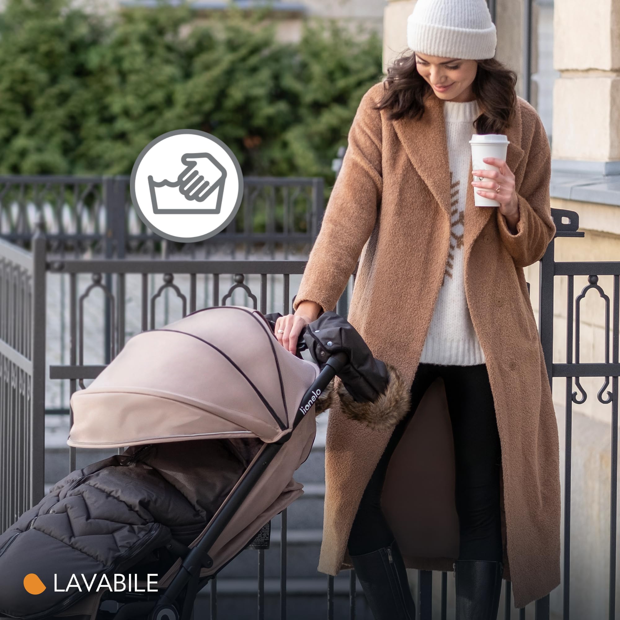 LIONELO HANDMUFF Scaldamani per passeggino per donna e uomo, guanti antigelo per passeggino in pile, scaldamani impermeabile e antivento, taglia unica inseto staccabile