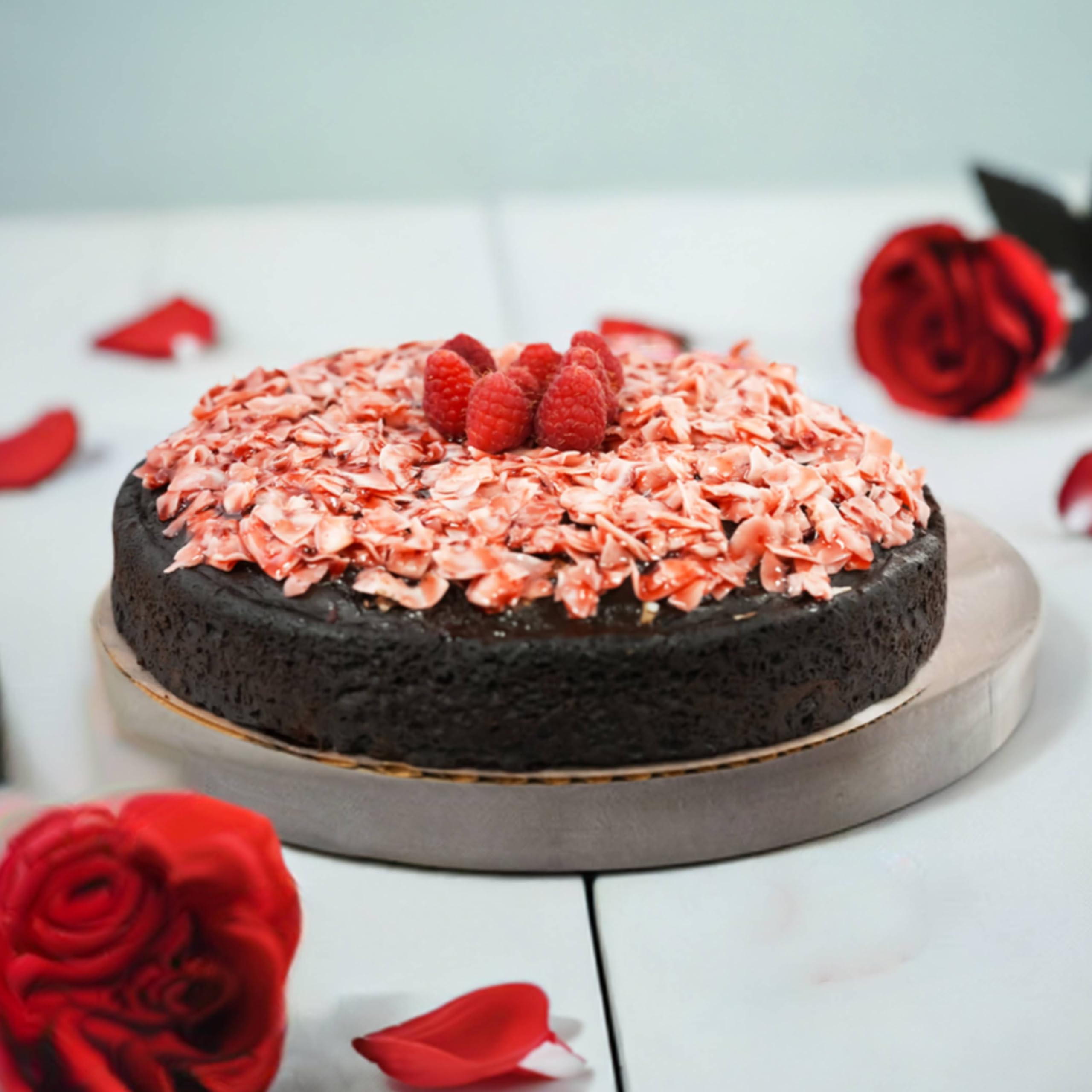 Andy Anand Luxurious Sugar-Free 9" Raspberry Chocolate Truffle Coconut Cake, Handcrafted for Creamy Perfection, Ideal Gift - 2.8 lbs
