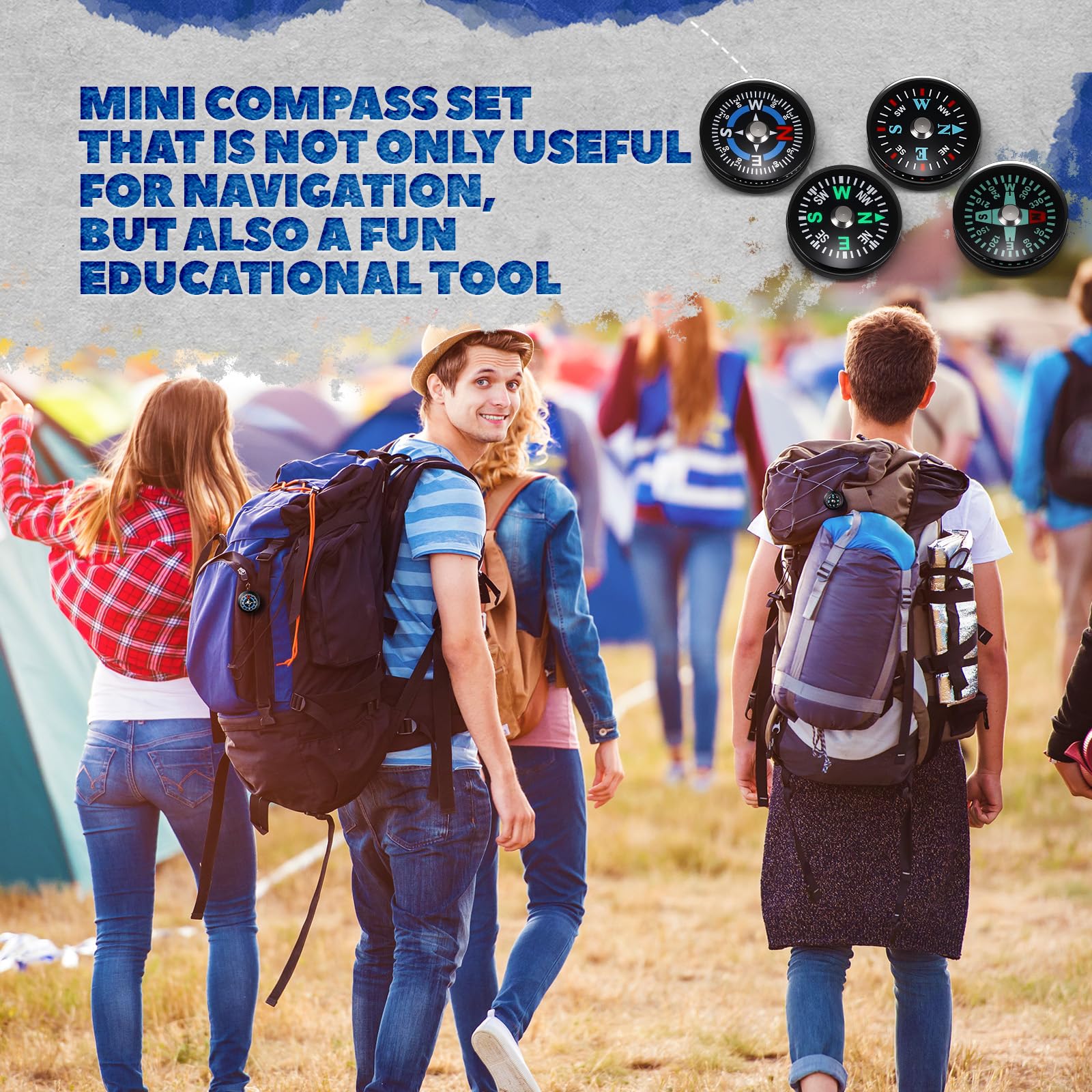 Relaxweex 100 Pcs Button Compass Bulk 20mm Mini Survival Compass Pocket Oil Filled Compass for Camping Hiking Boating Touring Outdoor Activities, 4 Styles - Image 6