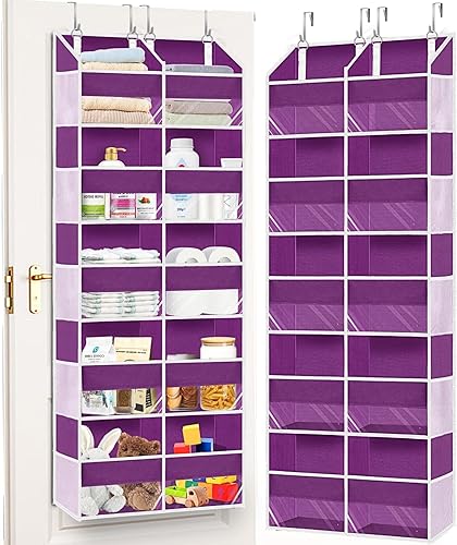Miniatura 14 de Organizador sobre la puerta de 5 niveles, almacenamiento extra grande detrás de la puerta de 10 compartimentos, organizador de almacenamiento