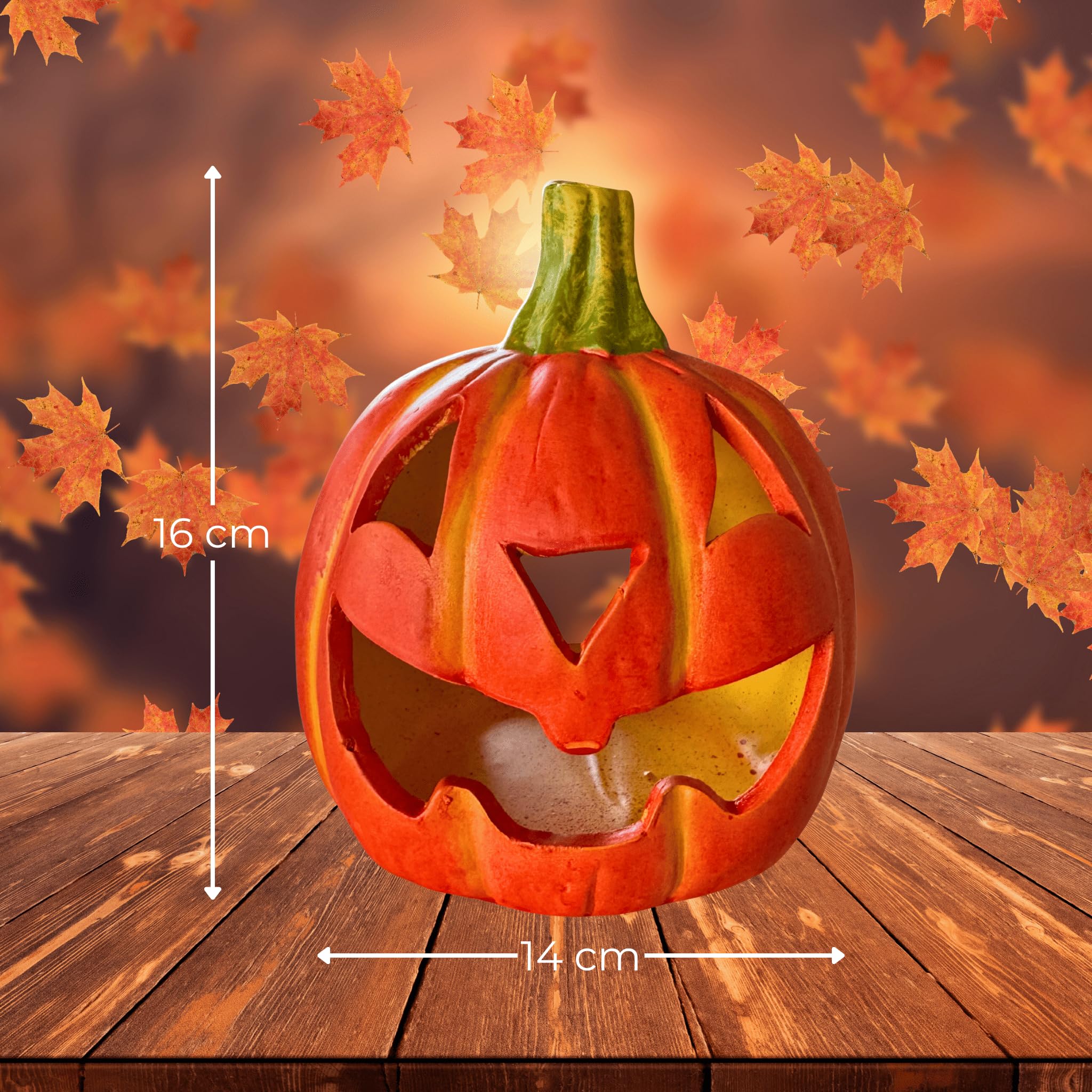 Set 2 Lanterne Zucca Halloween LED - Decorazioni Per Esterni, Giardino, Feste, Bambini