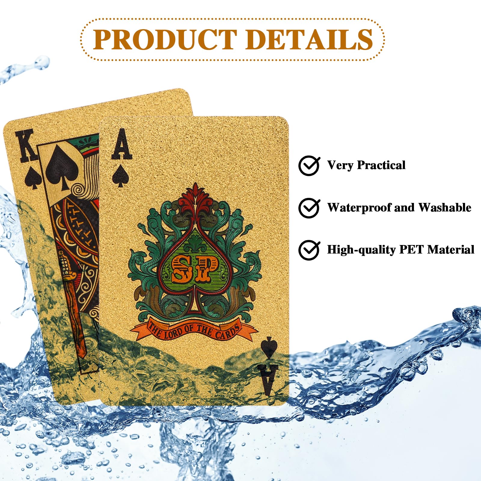 YXSJAS 4 Decks Waterproof Playing Cards Plastic Gold Foil Playing Card Plastic Playing Ca-rds 4 Colors Waterproof PET Foil Poker Ca-rds Bulk for Party and Game - Image 3