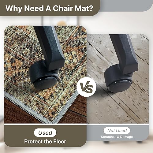 Miniatura 5 de Tapete para silla de oficina de 36 x 48 pulgadas para suelo de baldosas de madera dura, protector de alfombra debajo del escritorio, tapete de
