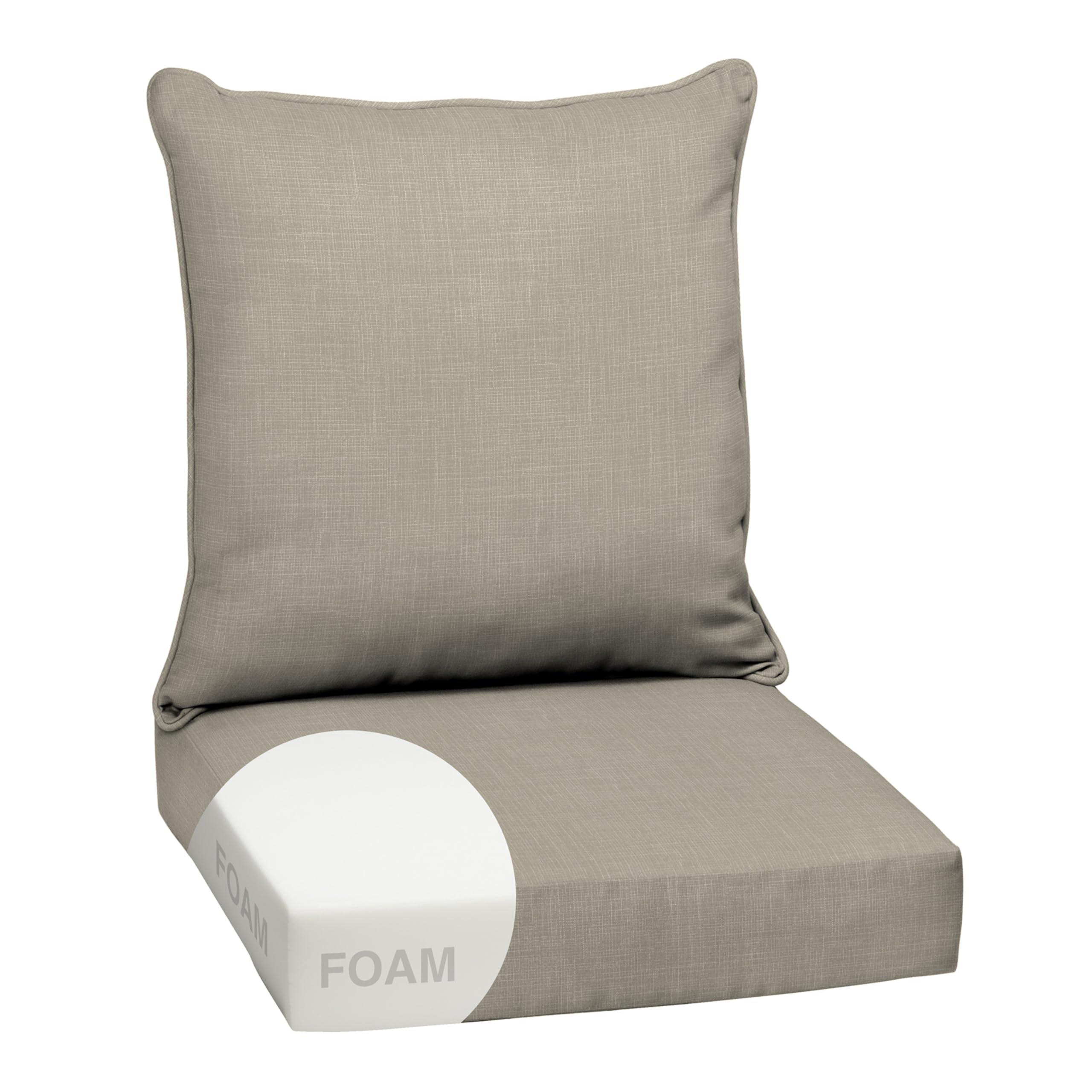 Arden earthFIBER Outdoor Foam Deep Seat Cushion Set, 24 in x 24 in, Weather-Proof, Rain-Proof, Fade Resistant Patio Cushion, Bottom and Back Cushion for Chair, Sofa, and Couch Sandbar Taupe Texture — image 1