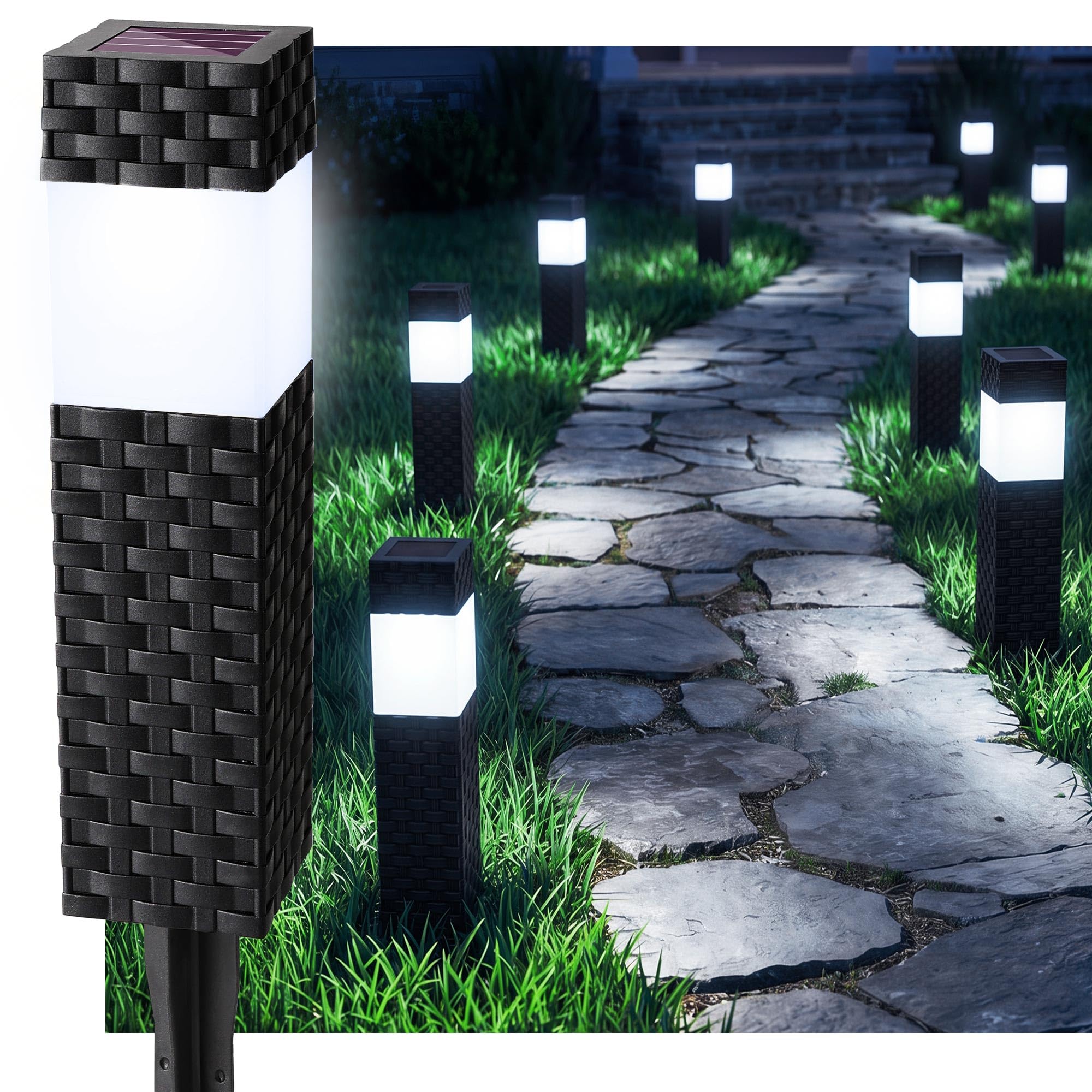 Joomer Solarlampen für Außen Quadrat Solarleuchten Garten Außenleuchte Warmweiß Wegbeleuchtung Solar Gartenleuchte