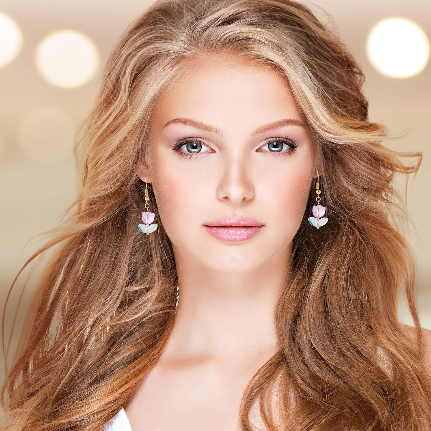 PAGOW 60pcs Tulip Flower Glass Beads, Czech Coloured Glaze Translucent Bracelet Beads, Colorful Handcrafted Crystal Loose Glass Beads for Spring Summer Valentines Wedding DIY Jewelry Making - Image 6