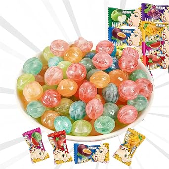 MKSDDF-140g Super Sour Candy Fruit Flavored Hard Candy Assorted Sour Candy Individually Wrapped Sour Candy Variety Pack-Mix and Match-Apple, Lemon, Blueberry, Strawberry,Grape