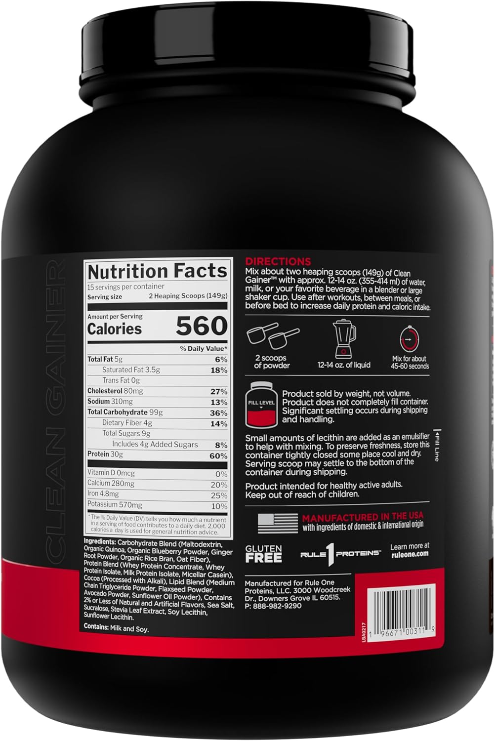 Rule 1 Clean Gainer - High-Protein Lean Gain Formula With 56...