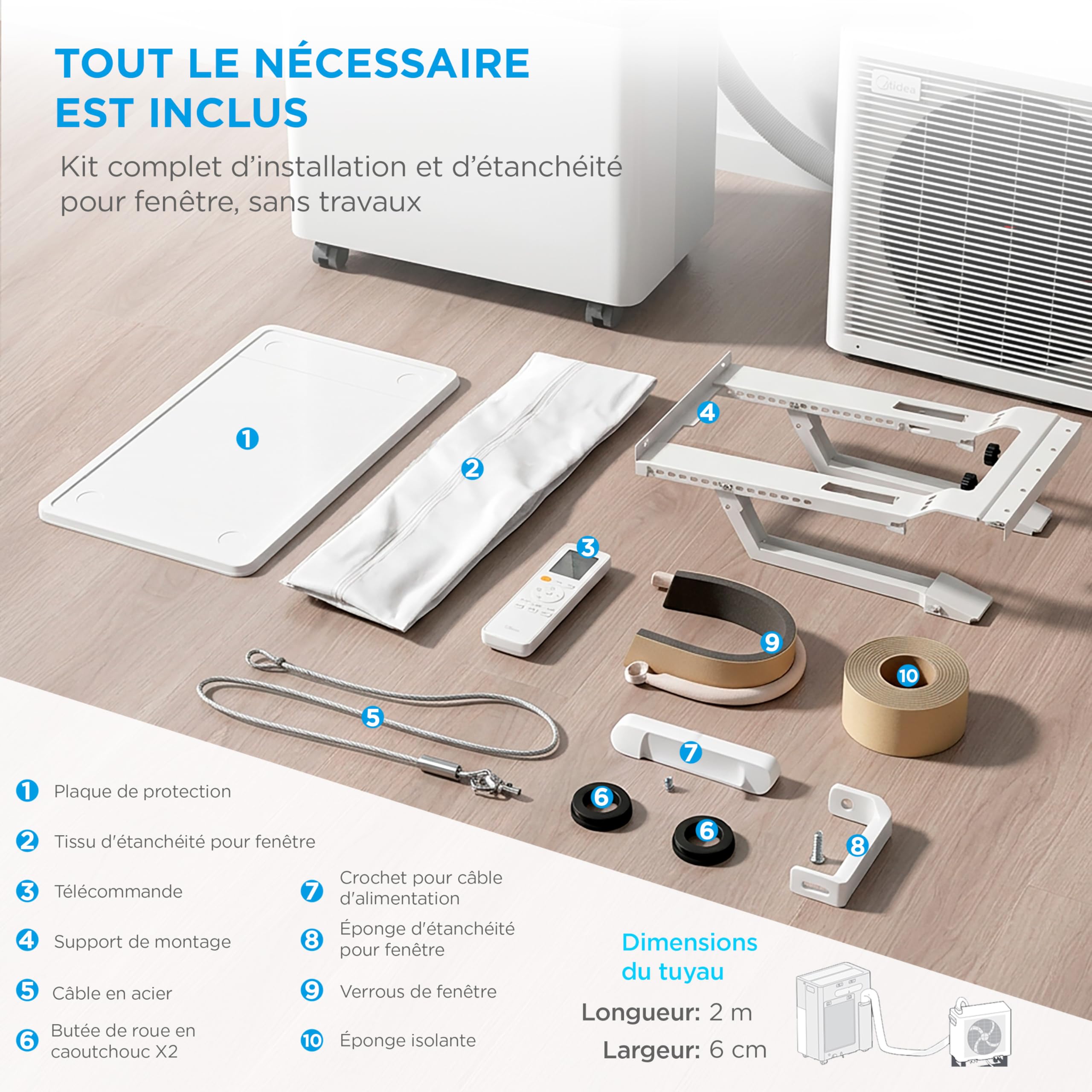 MIDEA Climatiseur PortaSplit Mobile Silencieux 4-in-1| 12000 BTU | Chauffage et Climatisation Portable Prêt à Poser 3,5kW- Clim Mobile avec rafraîchisseur, déshumidificateur, chauffage,ventilateur