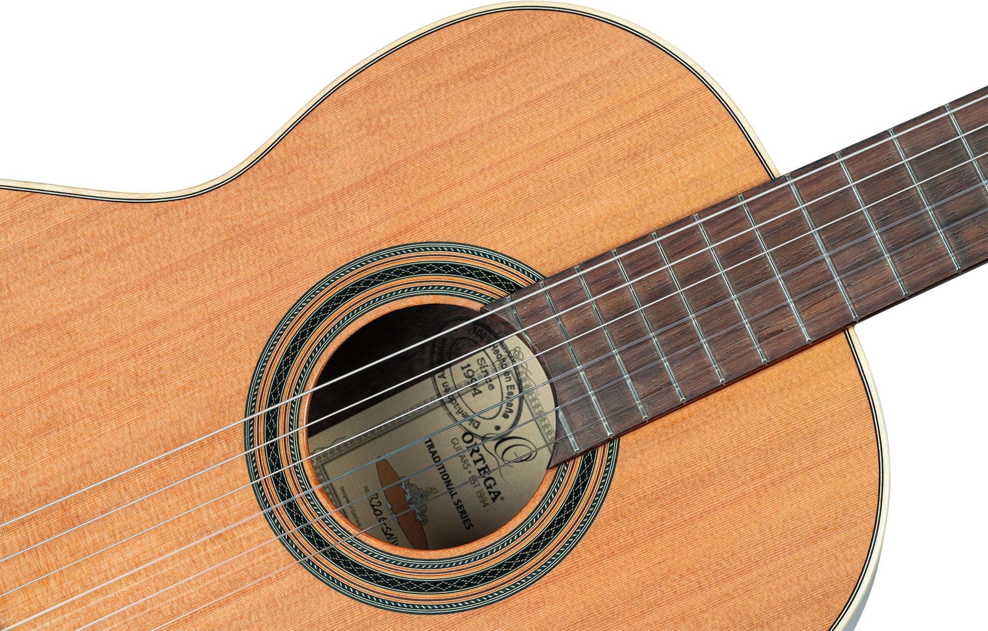 Ortega Traditional Series - Chitarra con corde in nylon, realizzata a mano in Spagna, con manico sottile e custodia professionale (R20GSNWN)