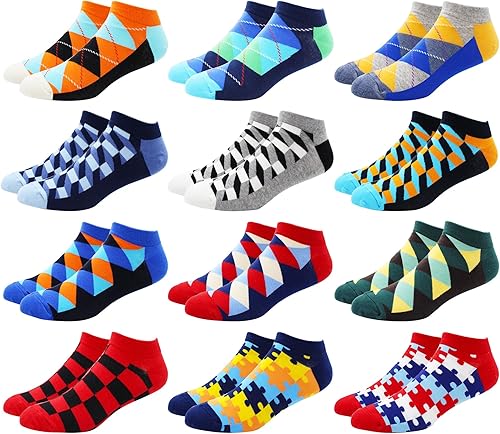 Mens Fun Ankle Socks,Crazy Funny Cool Funky Colorful Novelty Silly Graphic Patterned Socks Gift for Men