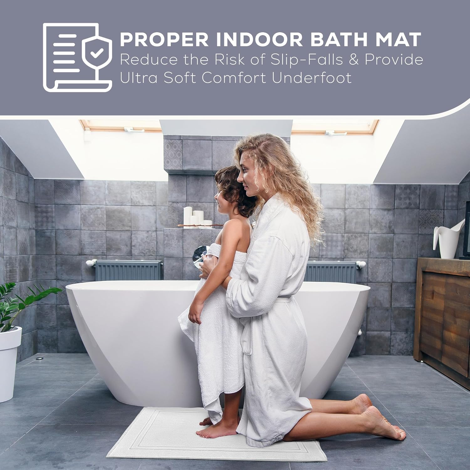 ALIBI Bath Mat Floor Towel| 1 Pack Super Soft & Absorbent Luxury Cotton Towel - White 44X26