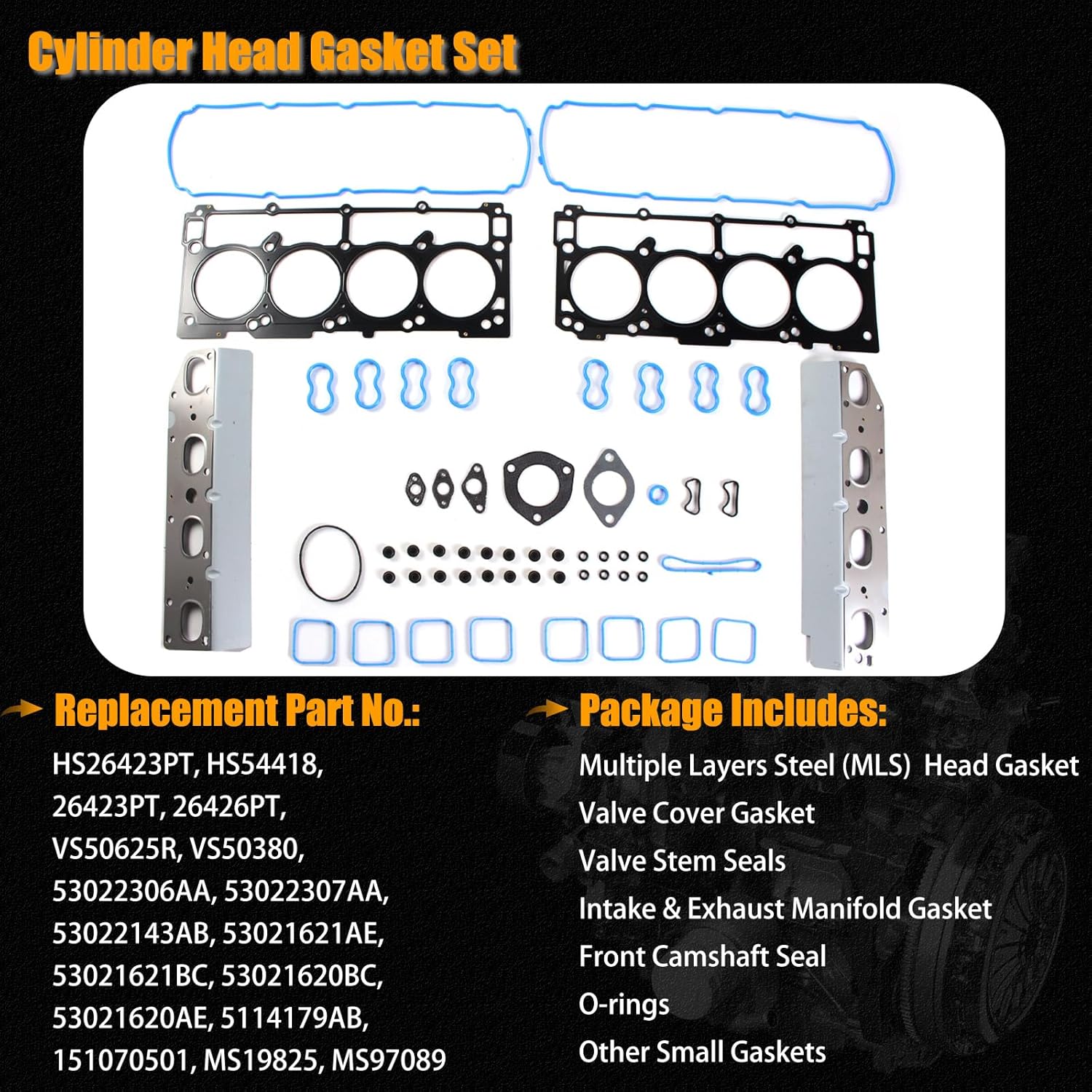 AUCERAMIC HS26423PT Cylinder Head Gasket Set Fit for 2009-2020 Ram 1500 2500 3500 Dodge Challenger Charger Durango Chrysler 300 Aspen 5.7L V8 26426PT