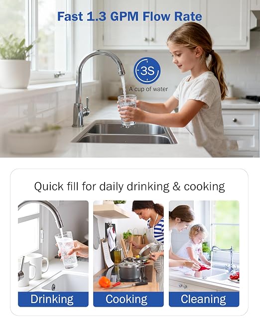 Filtro de agua bajo fregadero de 8 etapas SJ10, alta capacidad 1.3 GPM miniatura 7