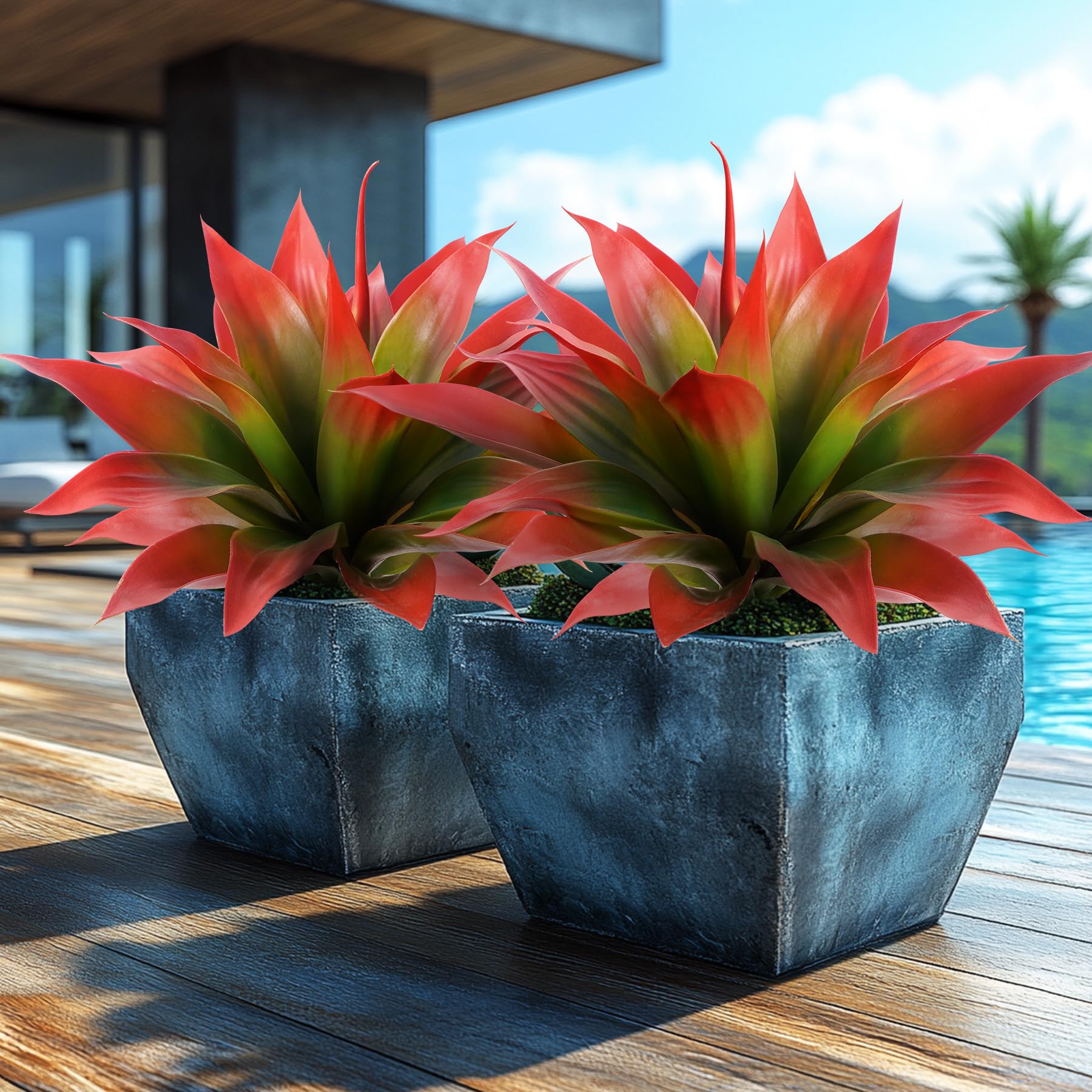 ENALGRE Artificial Agave 22 Red 2-Pack
