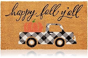 Juvale Happy Fall Y'all Doormat with 17'' x 30'' Fall-Themed Coir Fiber...