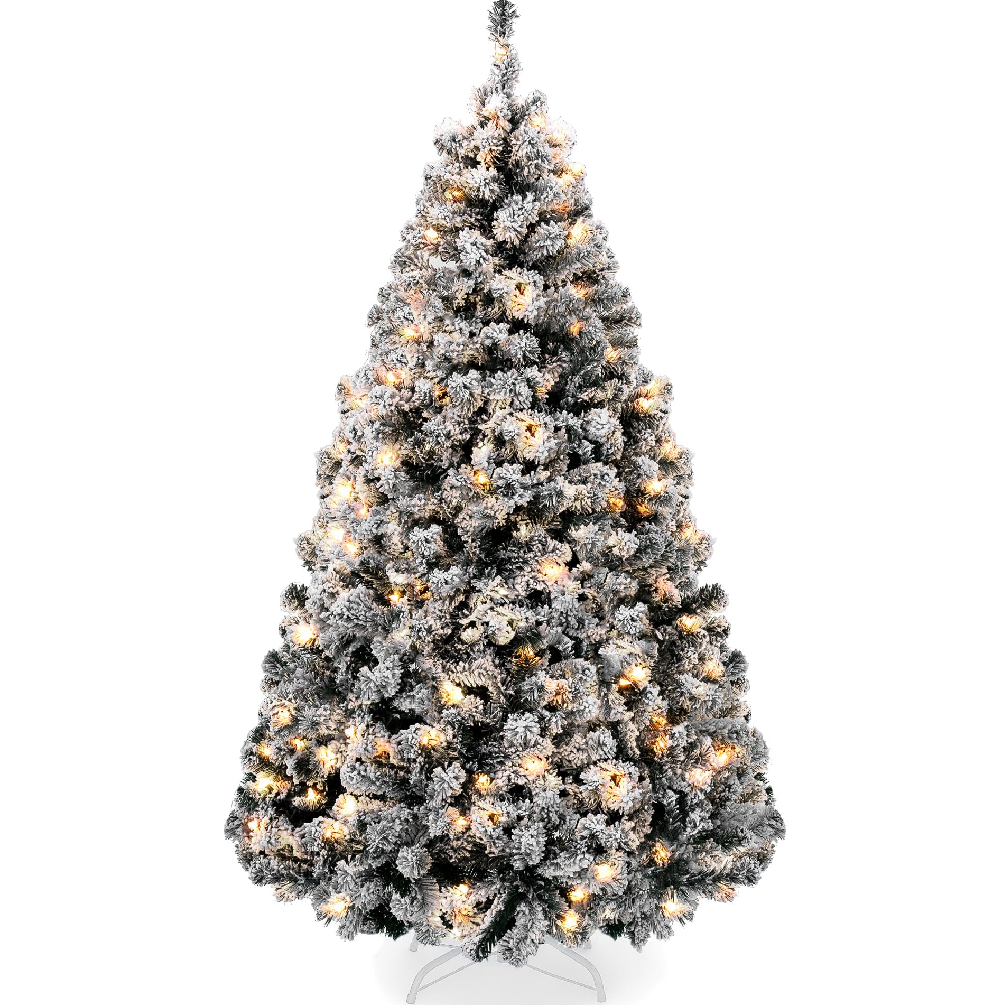 Best Choice Products Pre-Lit Black Christmas Tree, 4.5ft Artificial Flocked Full Fir Tree, Holiday Decoration w/ 200 Lights, 400 Branch Tips