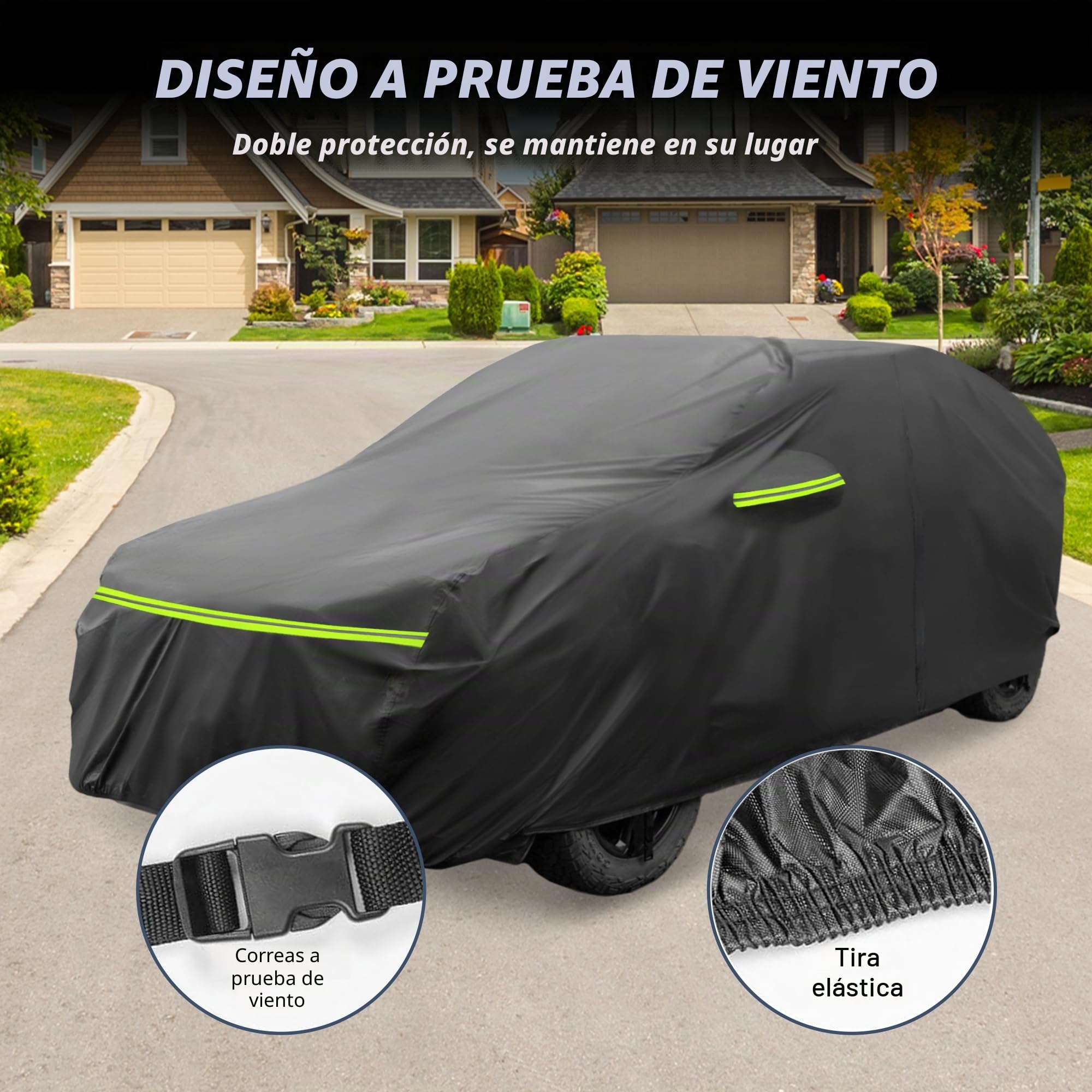 A ABSOPRO Funda De Coche para Seat Arona 2017-2021 1Pc Impermeable | Color: Negro, Material: 210D-Pu, Uso: Todo Clima, Impermeable, A Prueba De Viento, Proteccion Con Cremallera