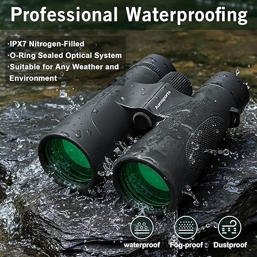 Miniatura 2 de Aurosports Prismáticos impermeables de 15 x 52 pulgadas para adultos, visión grande, binoculares de alta potencia con relleno de nitrógeno IPX7