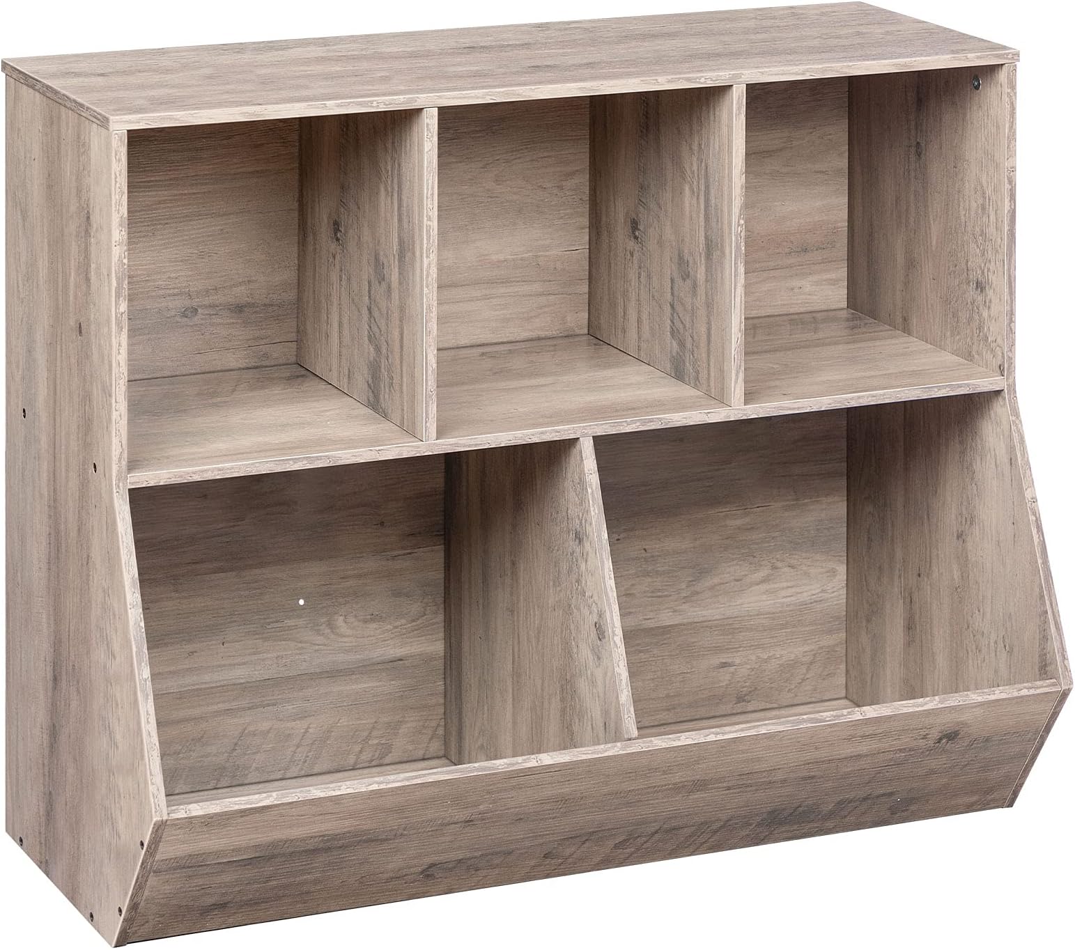 HOOBROKids Bookshelf, Bookcase Footboard, Toy Storage Cubby, Children's Shelf, Cabinet, Suitable for Room, Playroom, Hallway, Kindergarten, School, Greige BG32CW01